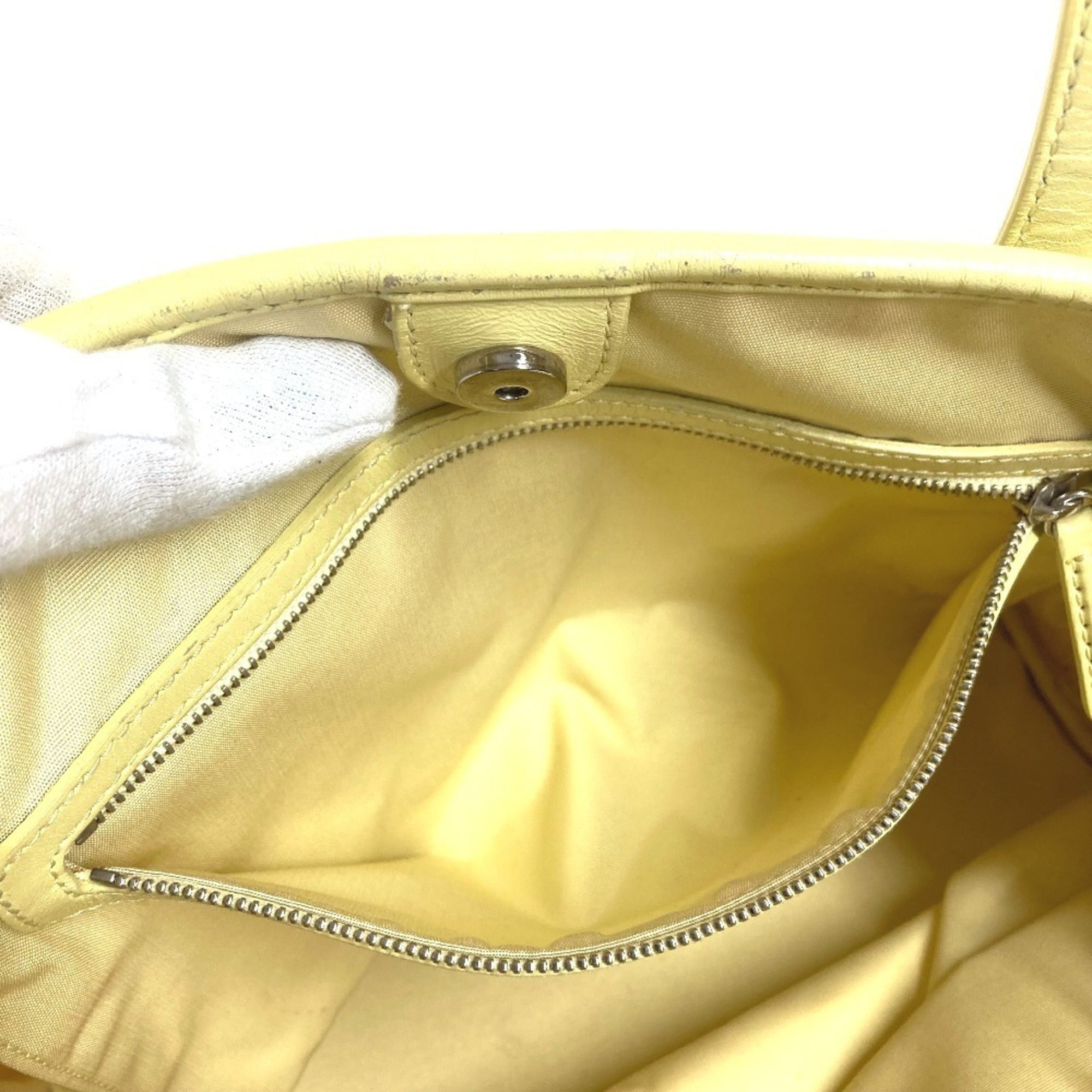 Christian Dior Yellow Leather Coated Canvas Shoulder Bag Tote Bag (Pre-Owned)