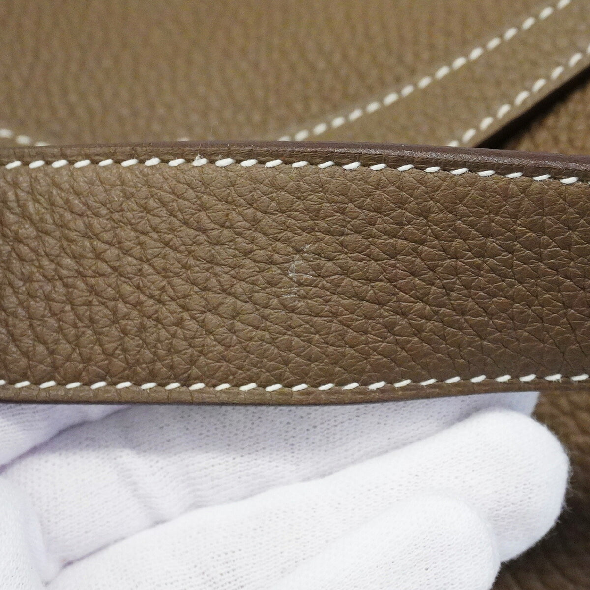 Hermes Etoupe Gray Taurillon Clemence Leather Handbag (Pre-Owned)