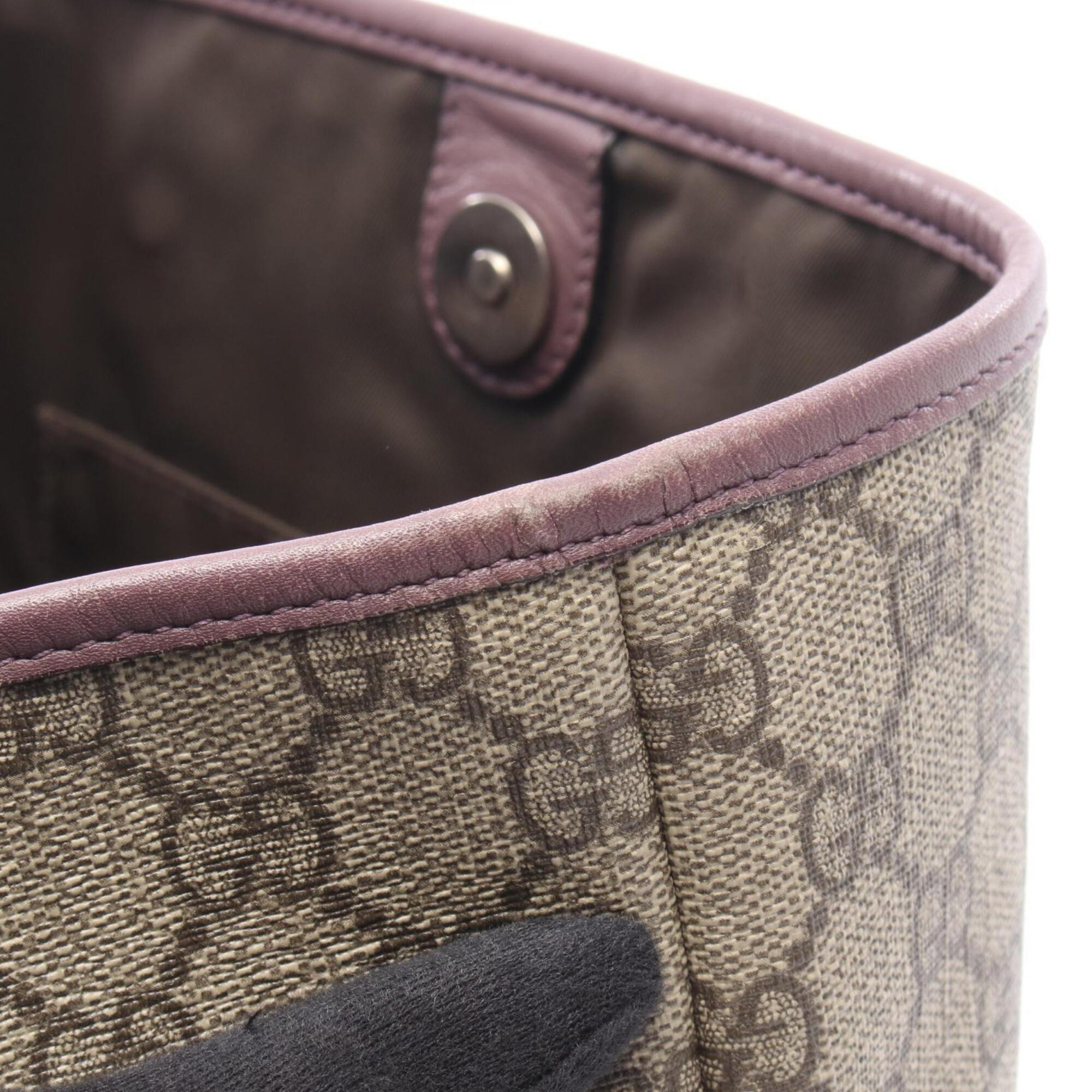 Gucci Beige Purple Gg Supreme Handbag Tote Bag (Pre-Owned)