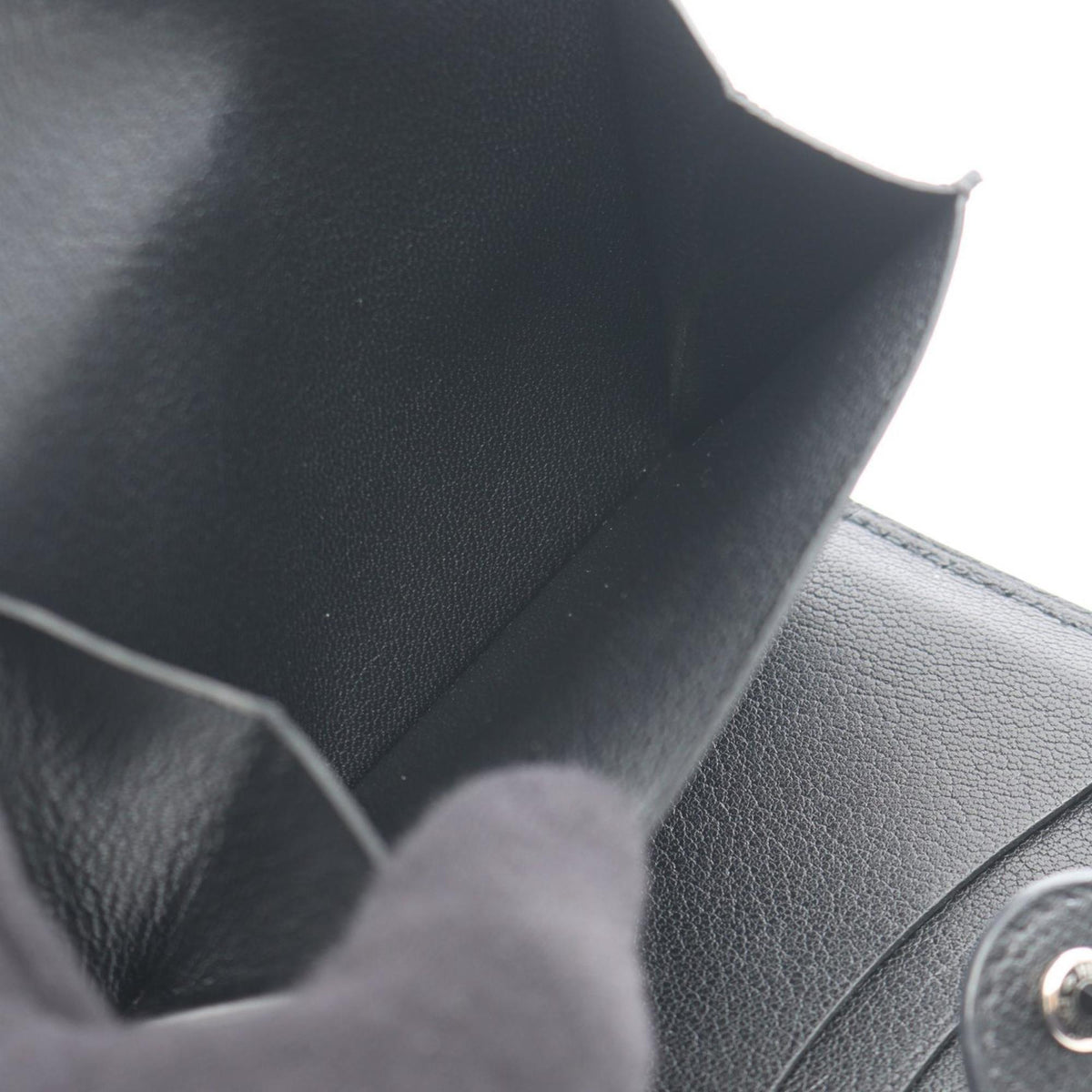 Hermes Black Chevre Leather Wallet (Tri-Fold) (Pre-Owned)