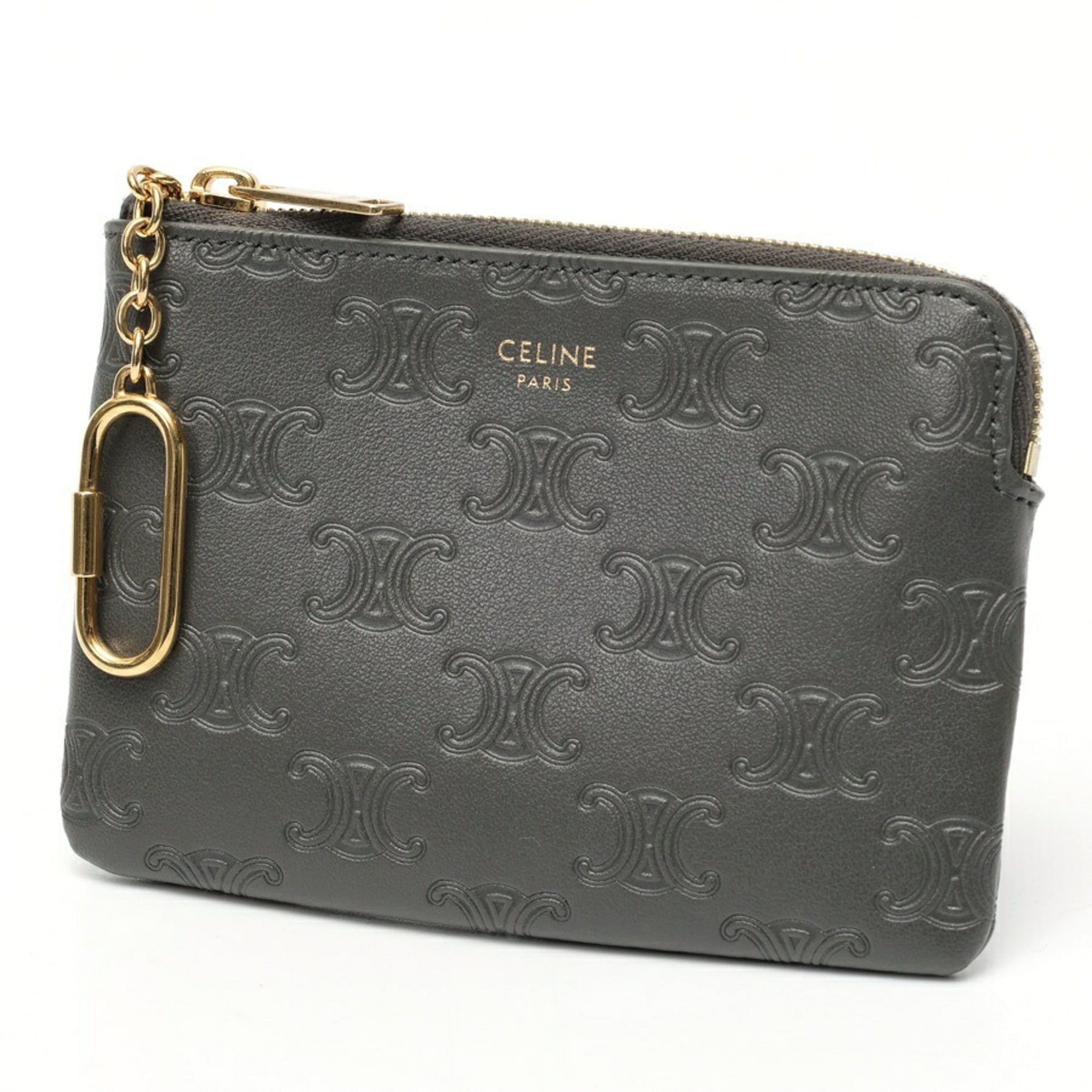 Celine Gray Leather Coin Purse/Coin Case (Pre-Owned)