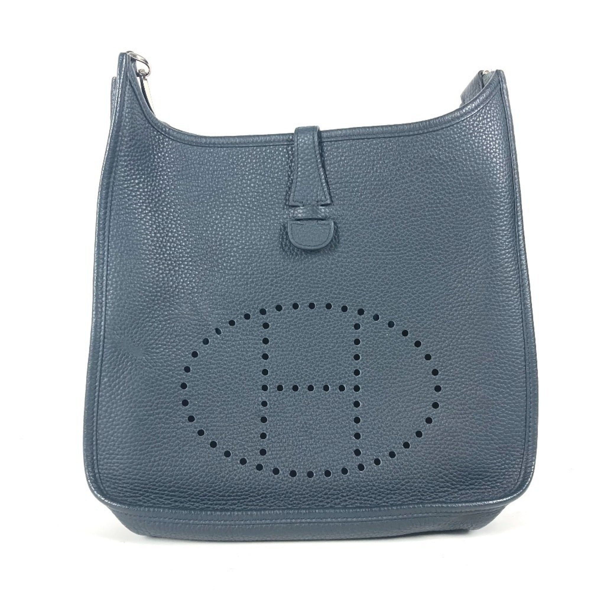 Hermes Navy Taurillon Clemence Leather Shoulder Bag (Pre-Owned)