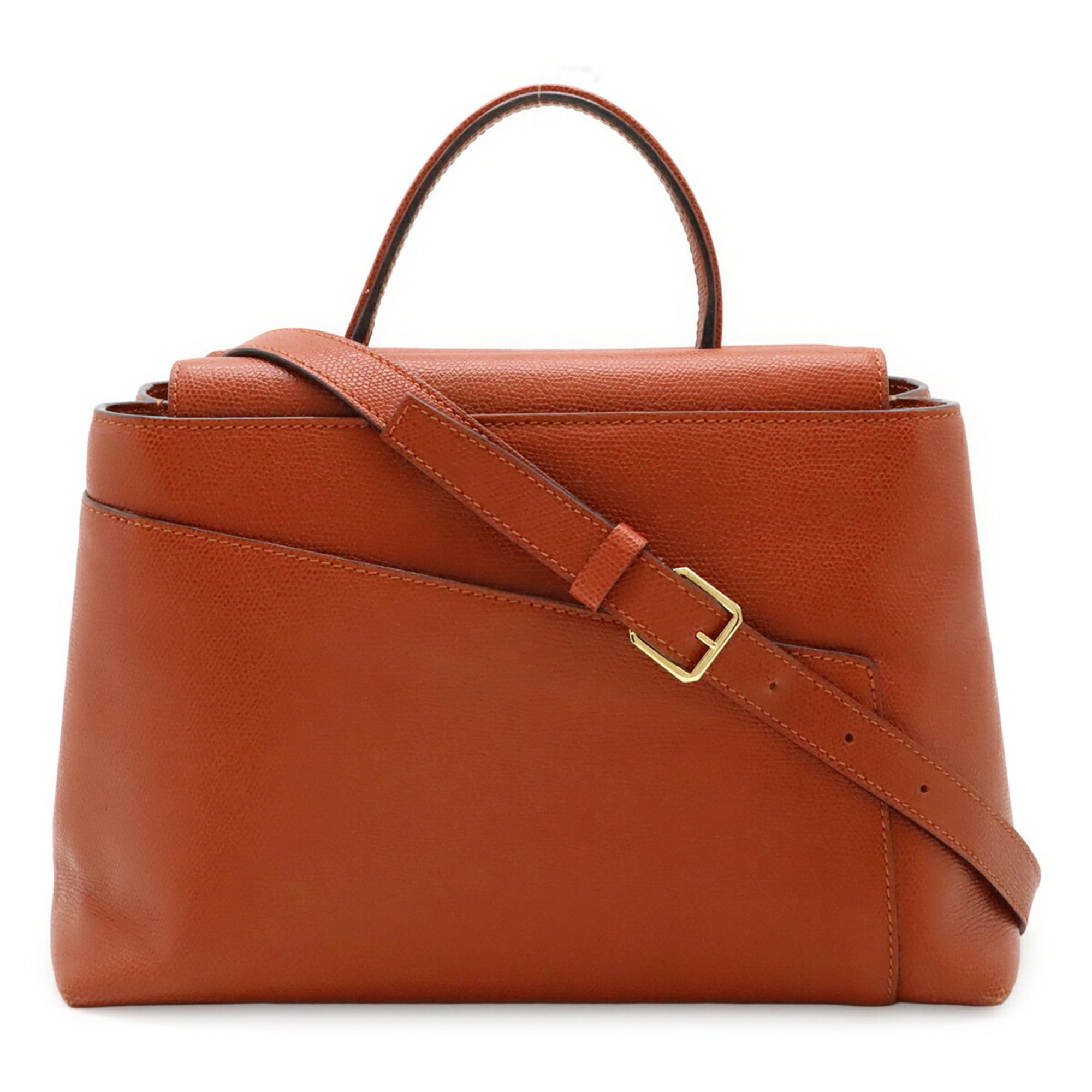 Valextra Red Color Leather Handbag Shoulder Bag (Pre-Owned)