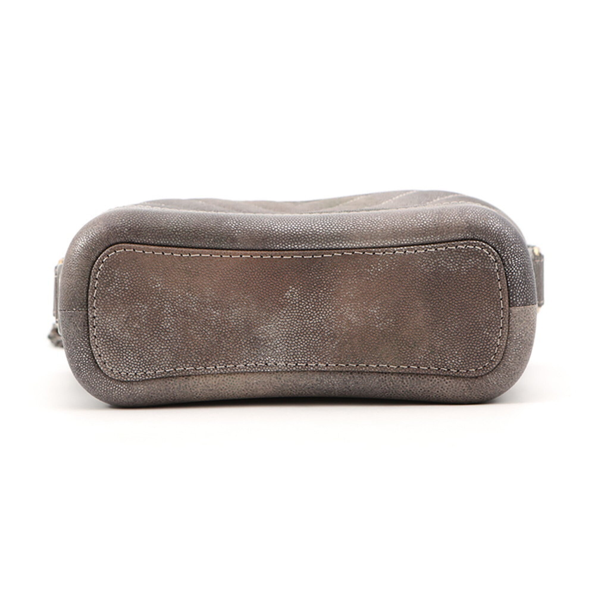 Chanel Gray Grained Calfskin Handbag Shoulder Bag (Pre-Owned)