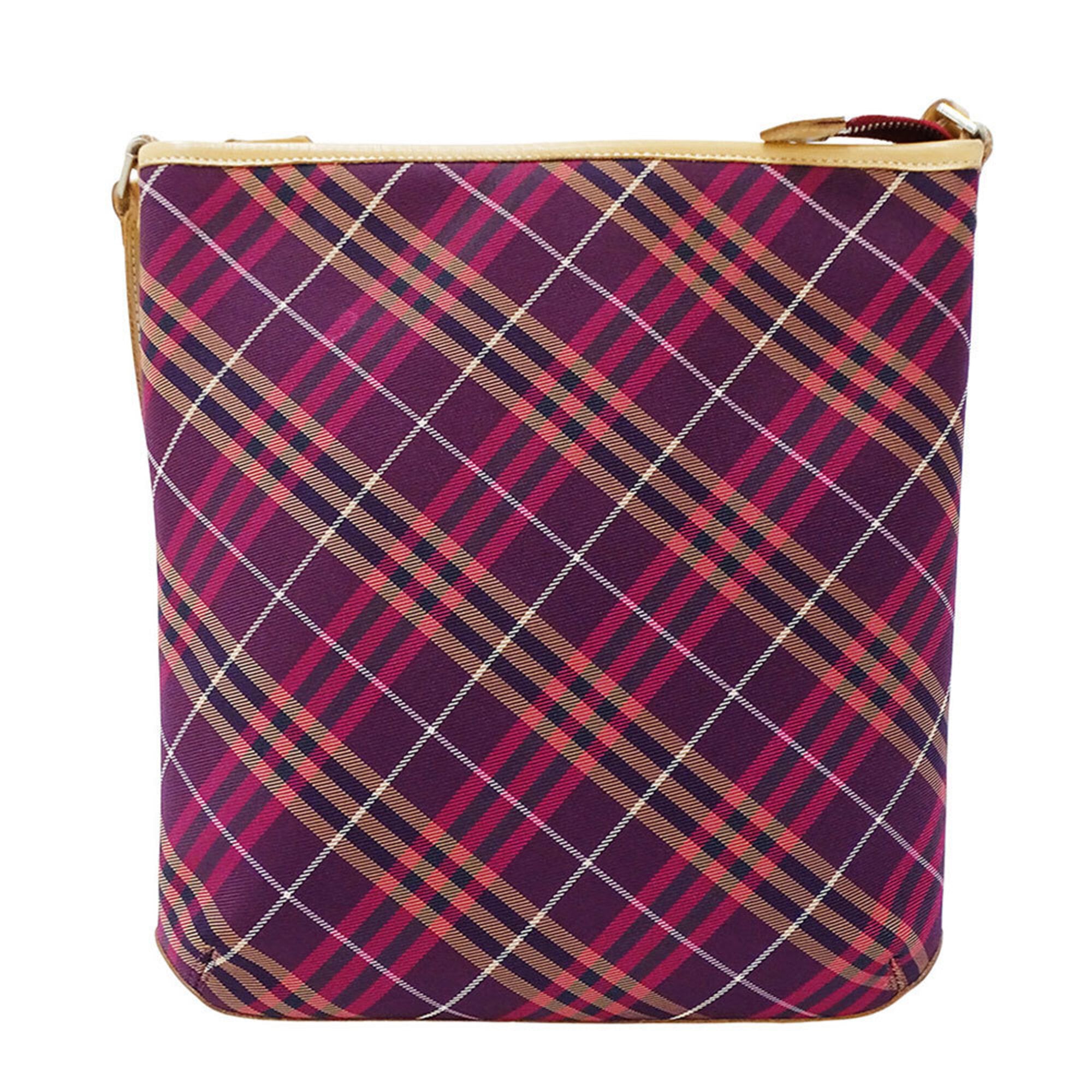 Burberry Blue Label Beige Blue Purple Nylon Handbag Shoulder Bag (Pre-Owned)