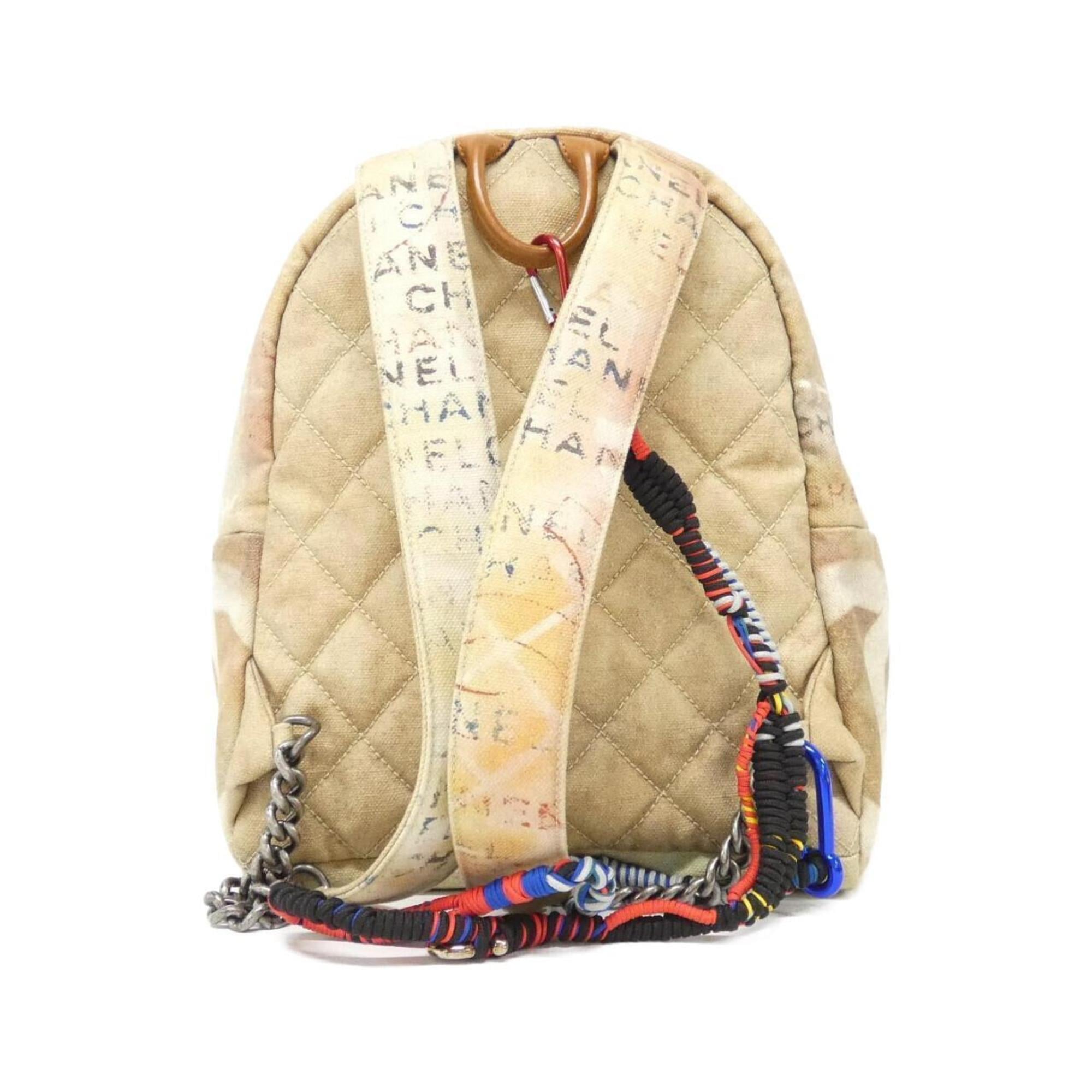 Chanel Beige Multi-Color Canvas Backpack (Pre-Owned)