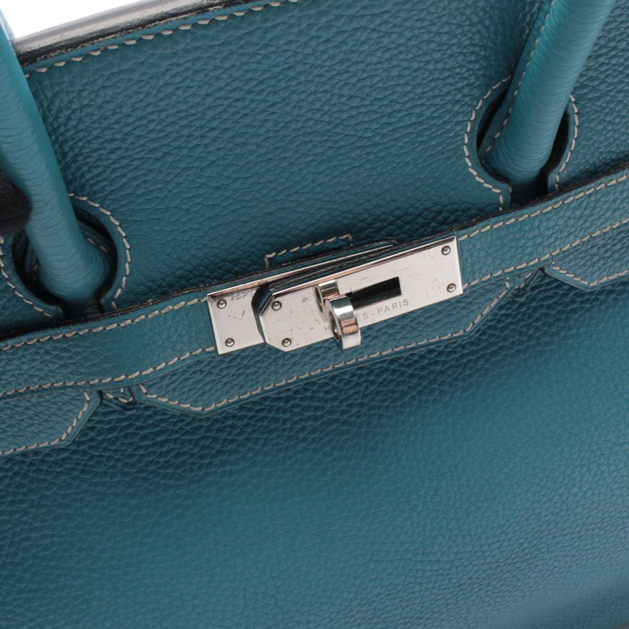 Hermes Blue Leather Handbag (Pre-Owned)