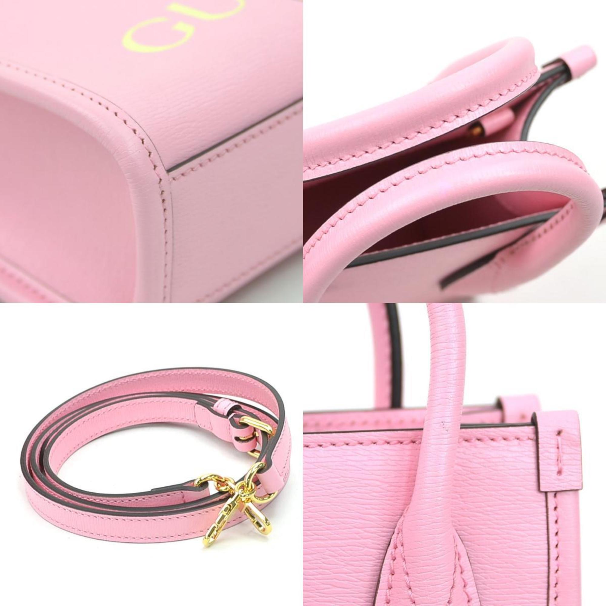 Gucci Pink Leather Handbag Shoulder Bag (Pre-Owned)