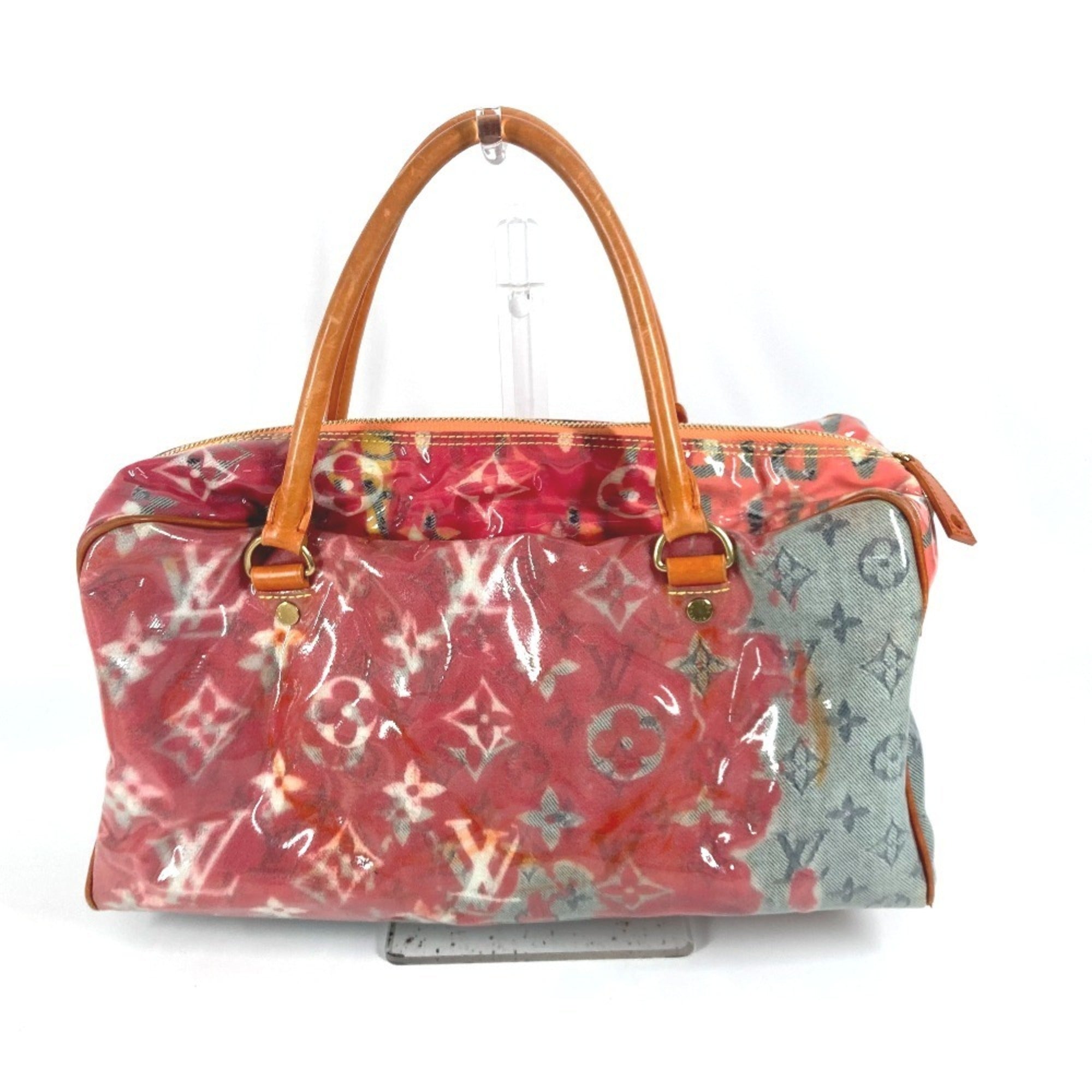 Louis Vuitton Orange Vinyl Leather Boston Bag Handbag Tote Bag (Pre-Owned)