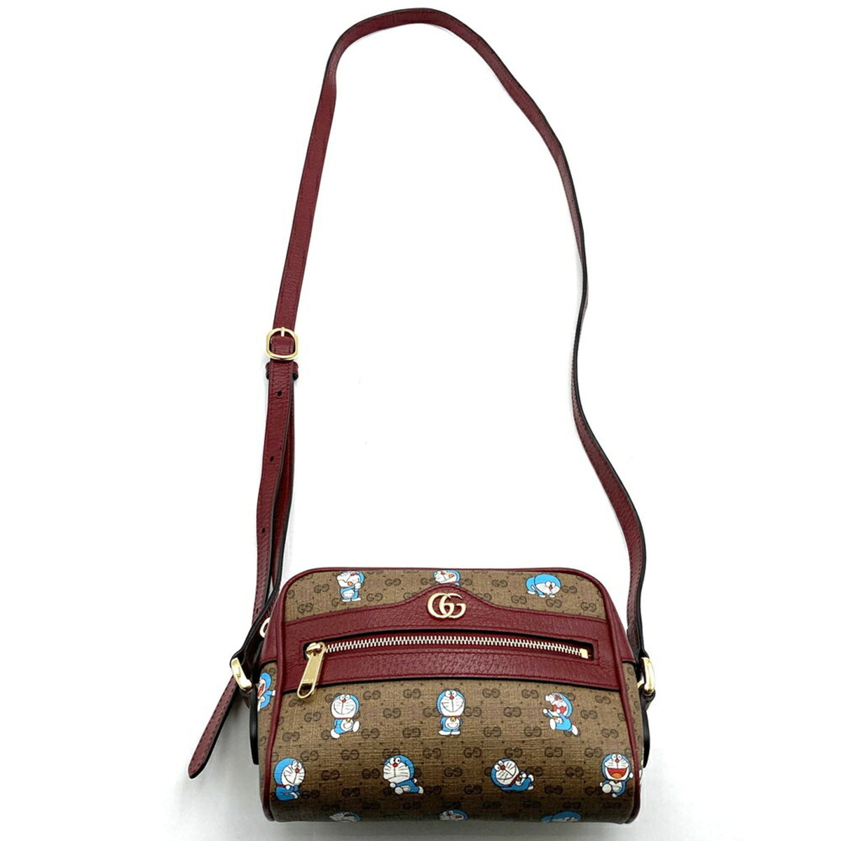 Gucci Brown Red Color Micro Gg Leather Shoulder Bag (Pre-Owned)