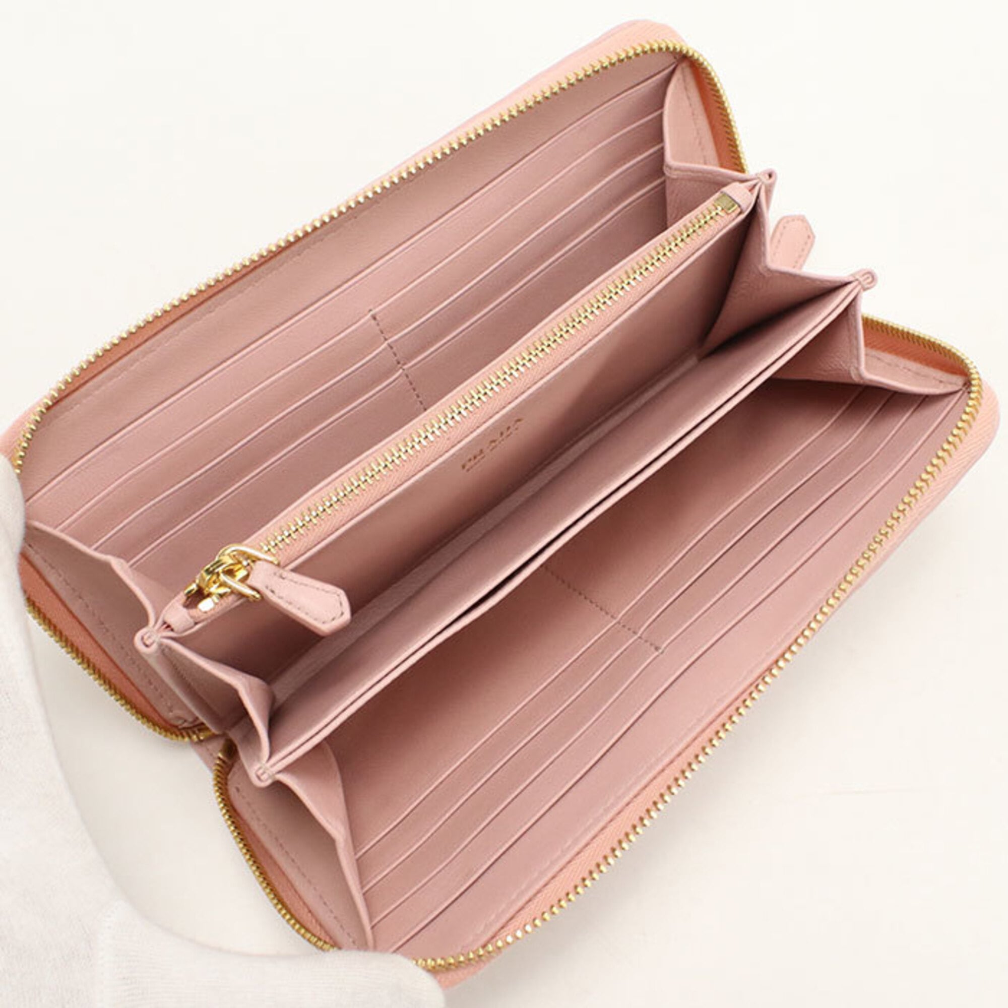 Prada Pink Leather Long Wallet (Bi-Fold) (Pre-Owned)