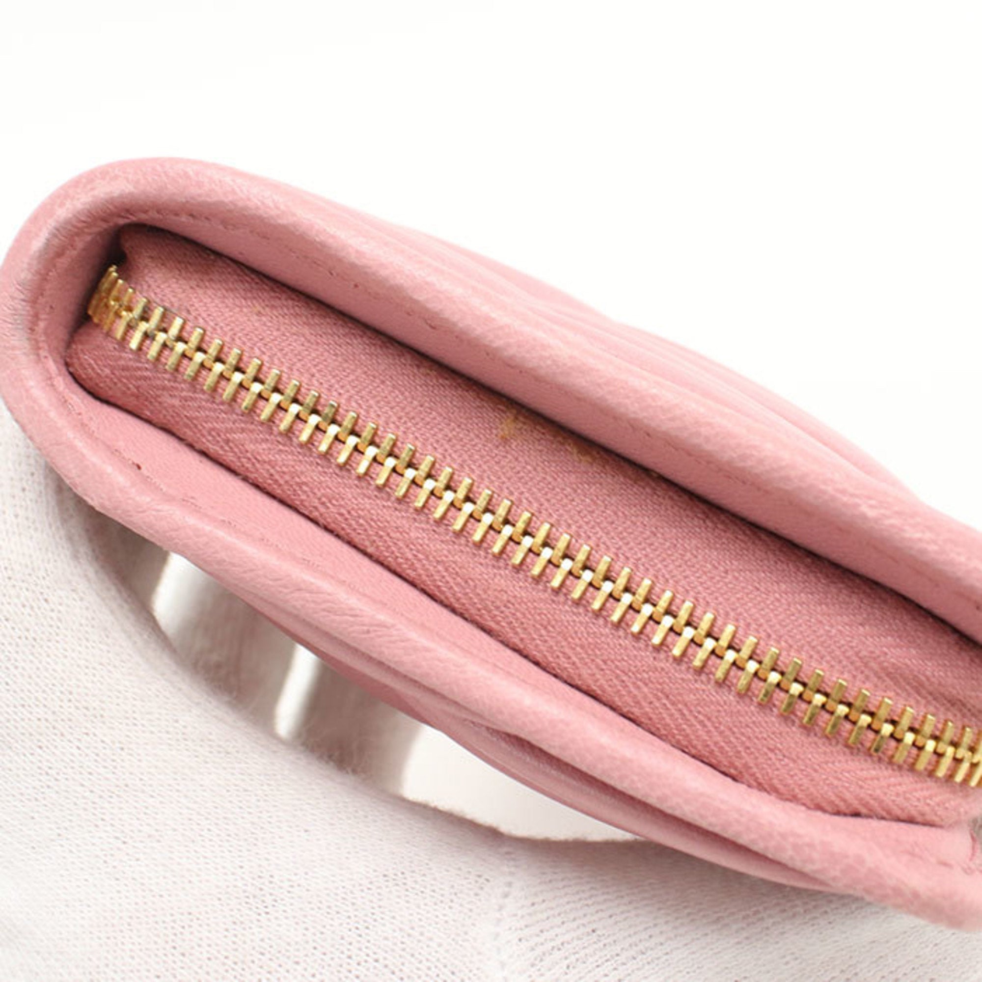 Miu Miu Pink Leather Long Wallet (Bi-Fold) (Pre-Owned)