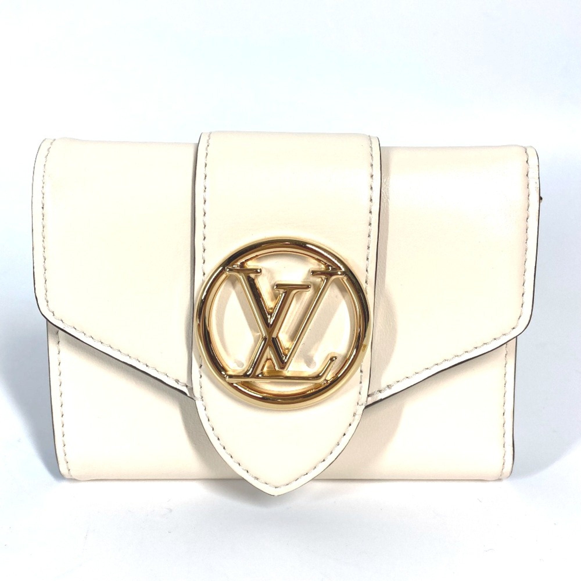 Louis Vuitton Beige Leather Wallet (Tri-Fold) (Pre-Owned)