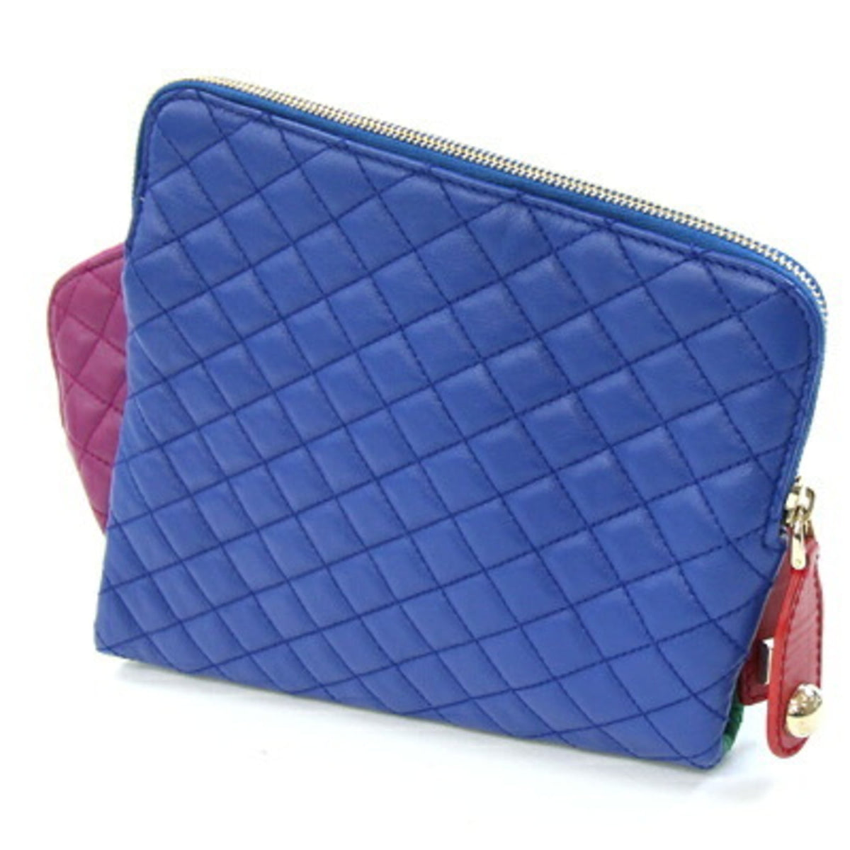 Dolce & Gabbana Blue Green Purple Leather Clutch Bag (Pre-Owned)