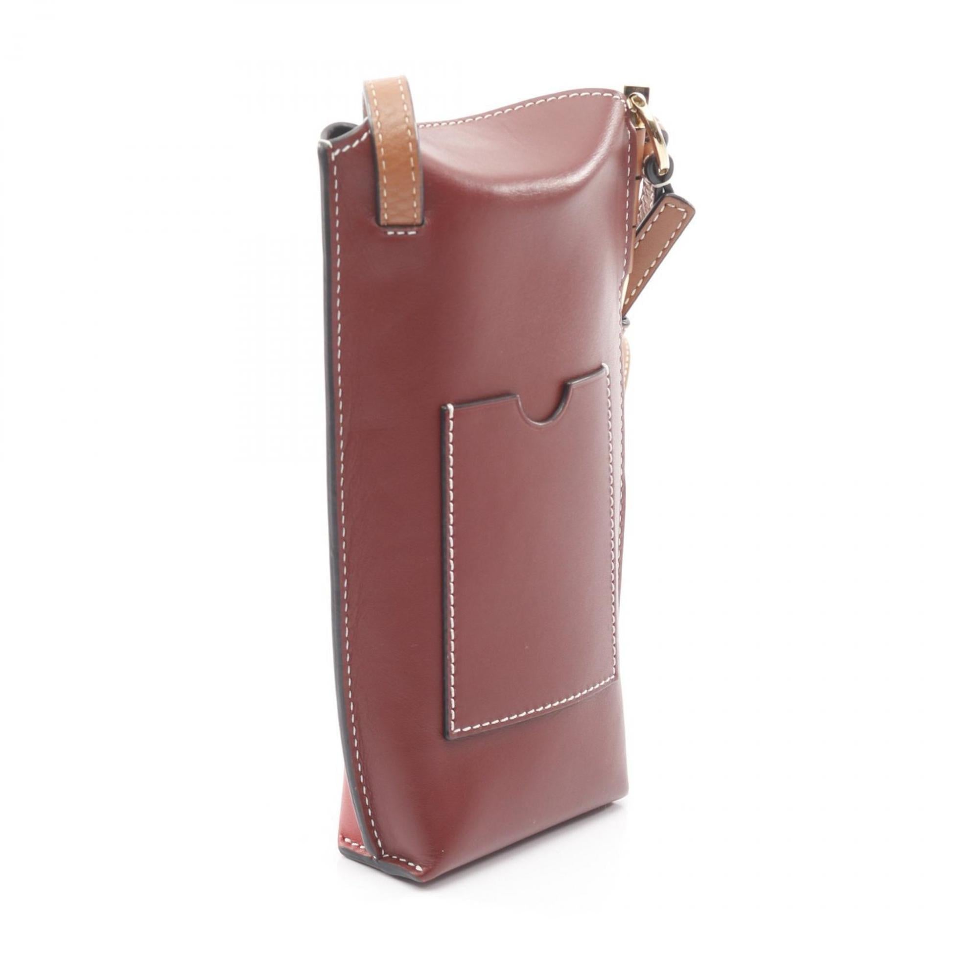 Loewe Brown Red Color Leather Shoulder Bag (Pre-Owned)