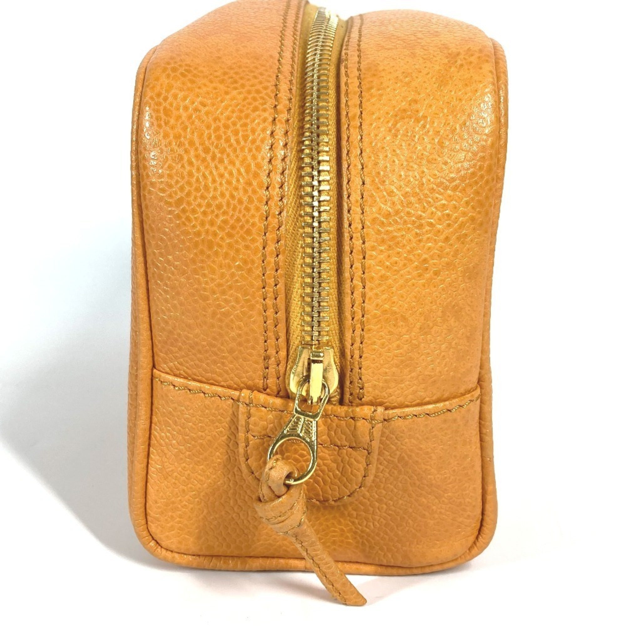 Chanel Orange Yellow Grained Calfskin Pouch (Pre-Owned)