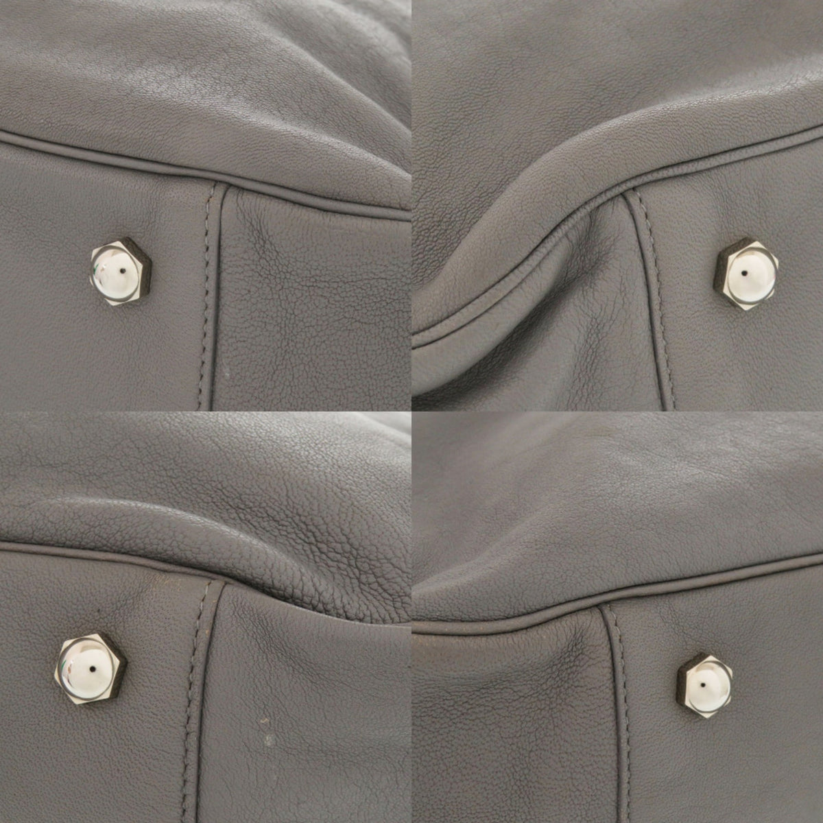 Yves Saint Laurent Gray Leather Pouch Shoulder Bag (Pre-Owned)