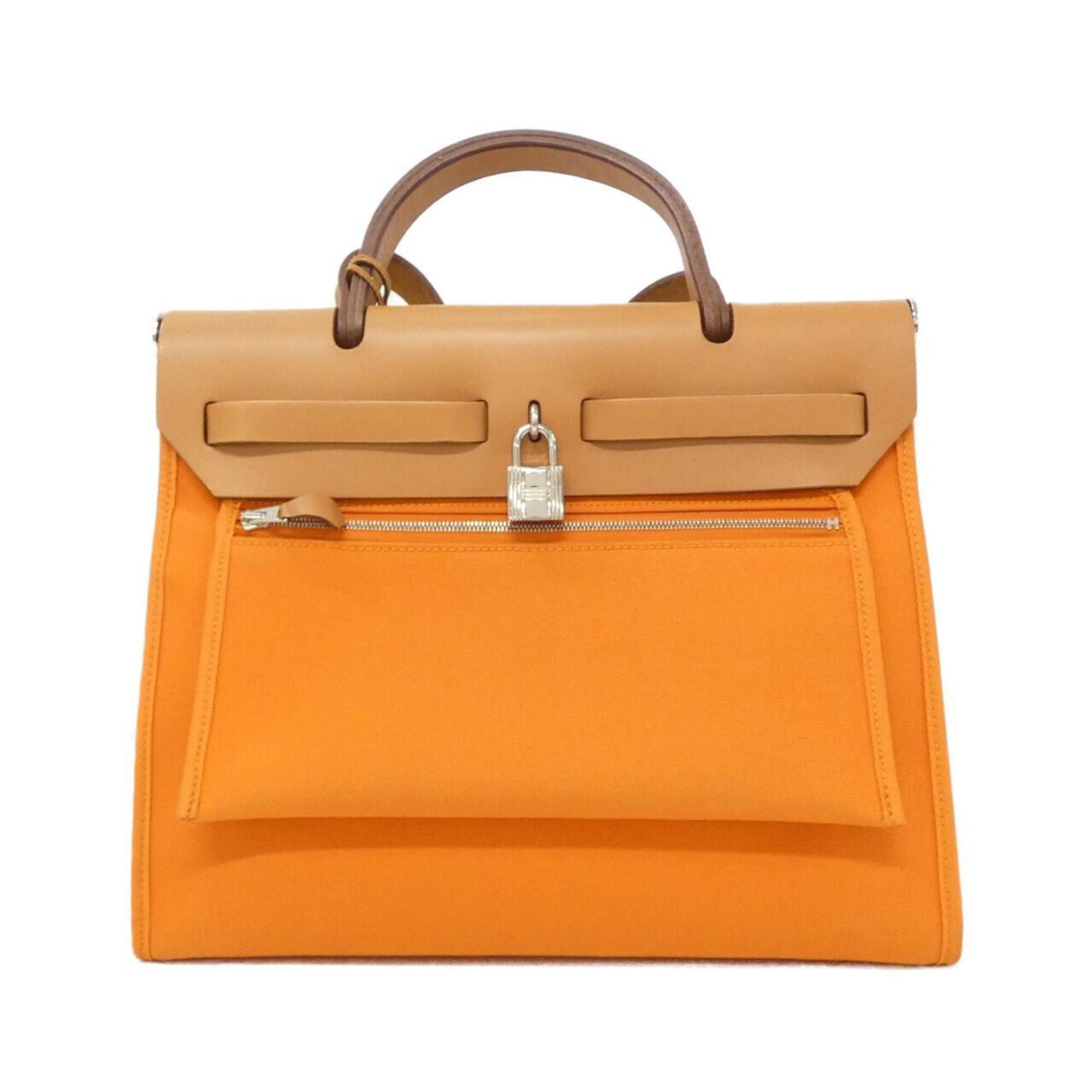 Hermes Feu Natural Toile Officier Handbag Pouch (Pre-Owned)