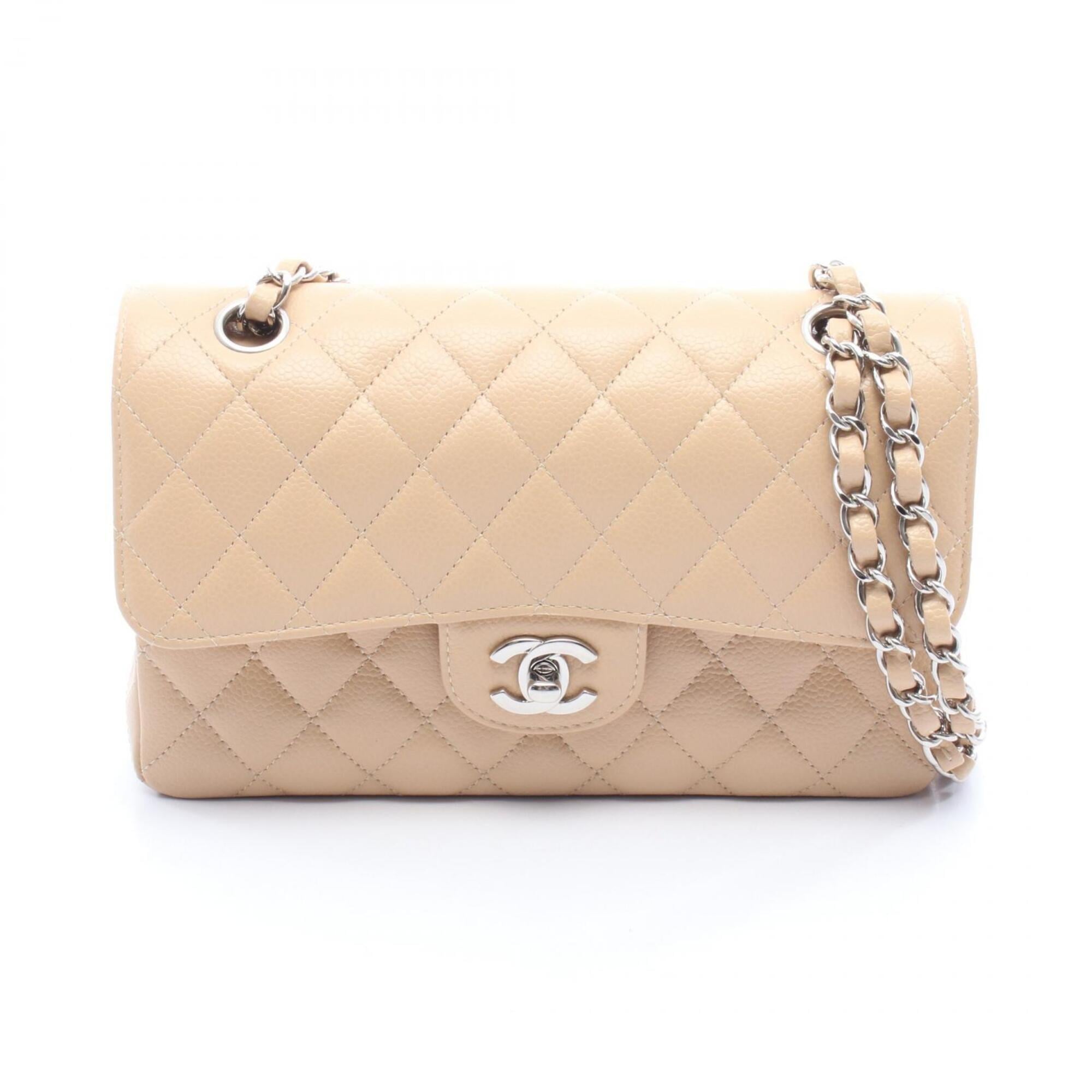 Chanel Beige Grained Calfskin Handbag Shoulder Bag (Pre-Owned)