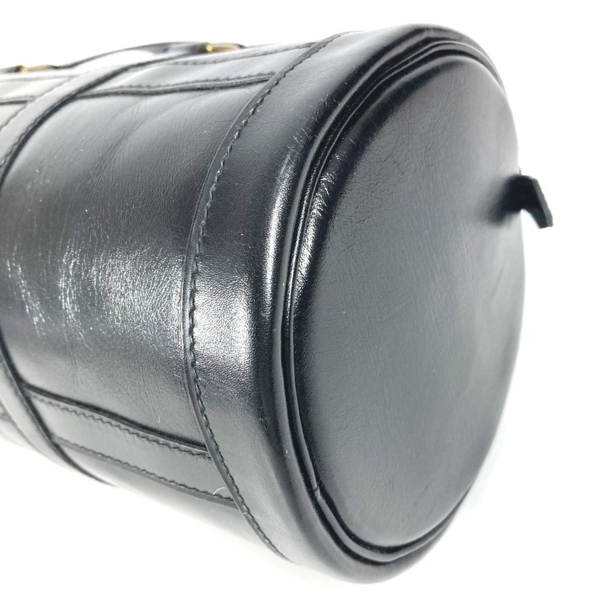 Hermes Black Leather Boston Bag Handbag (Pre-Owned)