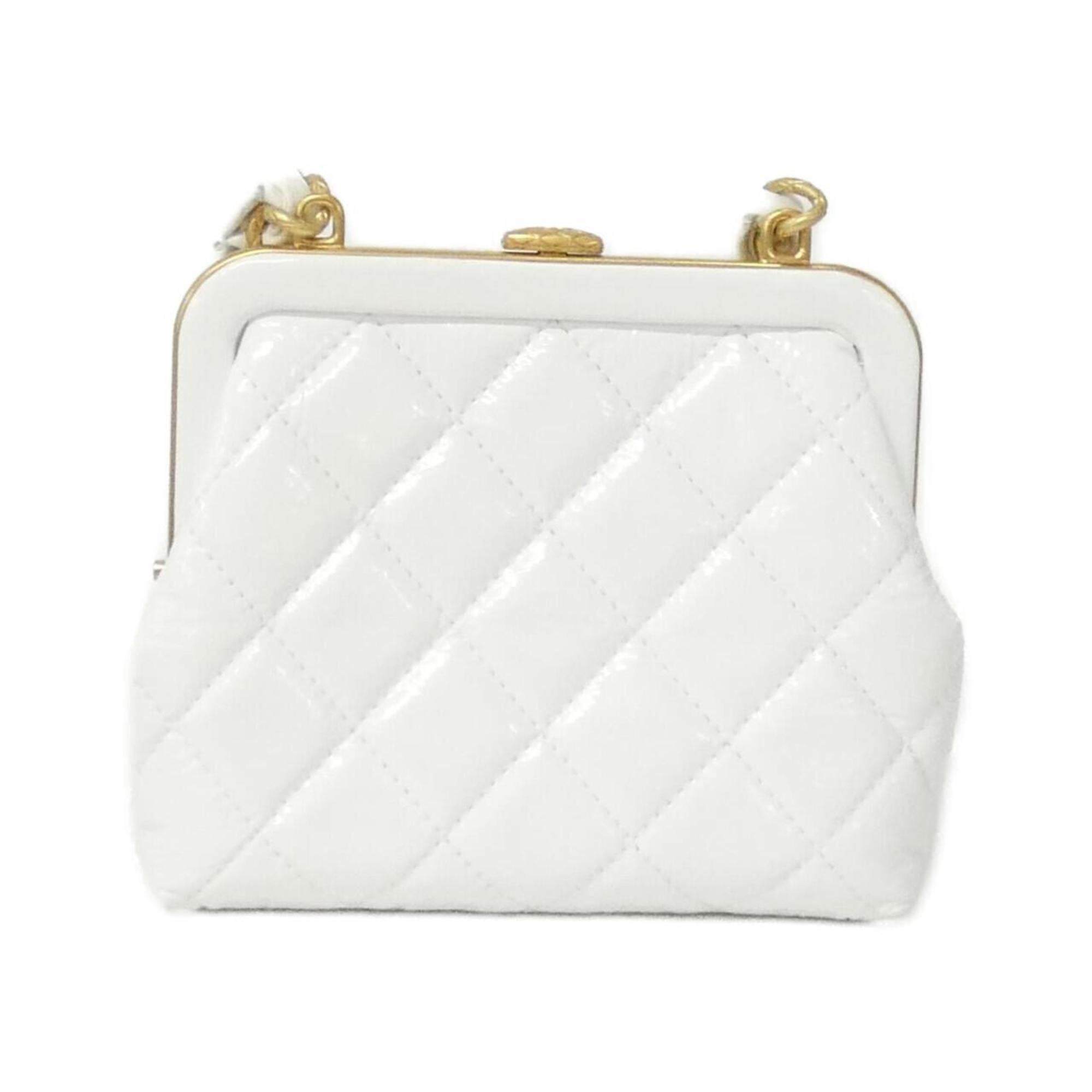 Chanel Black White Leather Clutch Bag Handbag Shoulder Bag (Pre-Owned)