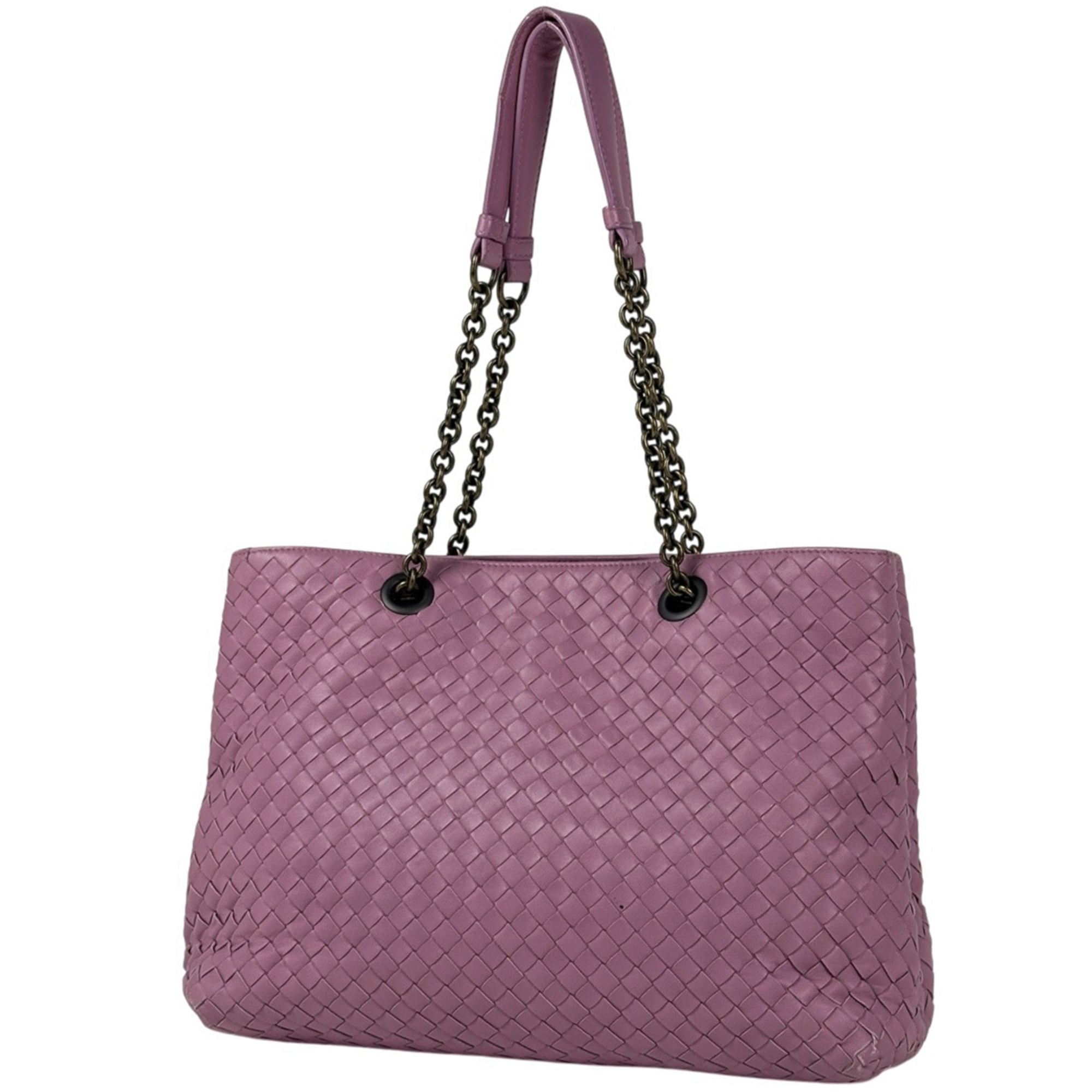 Bottega Veneta Intrecciato Purple Leather Shoulder Bag Tote Bag (Pre-Owned)
