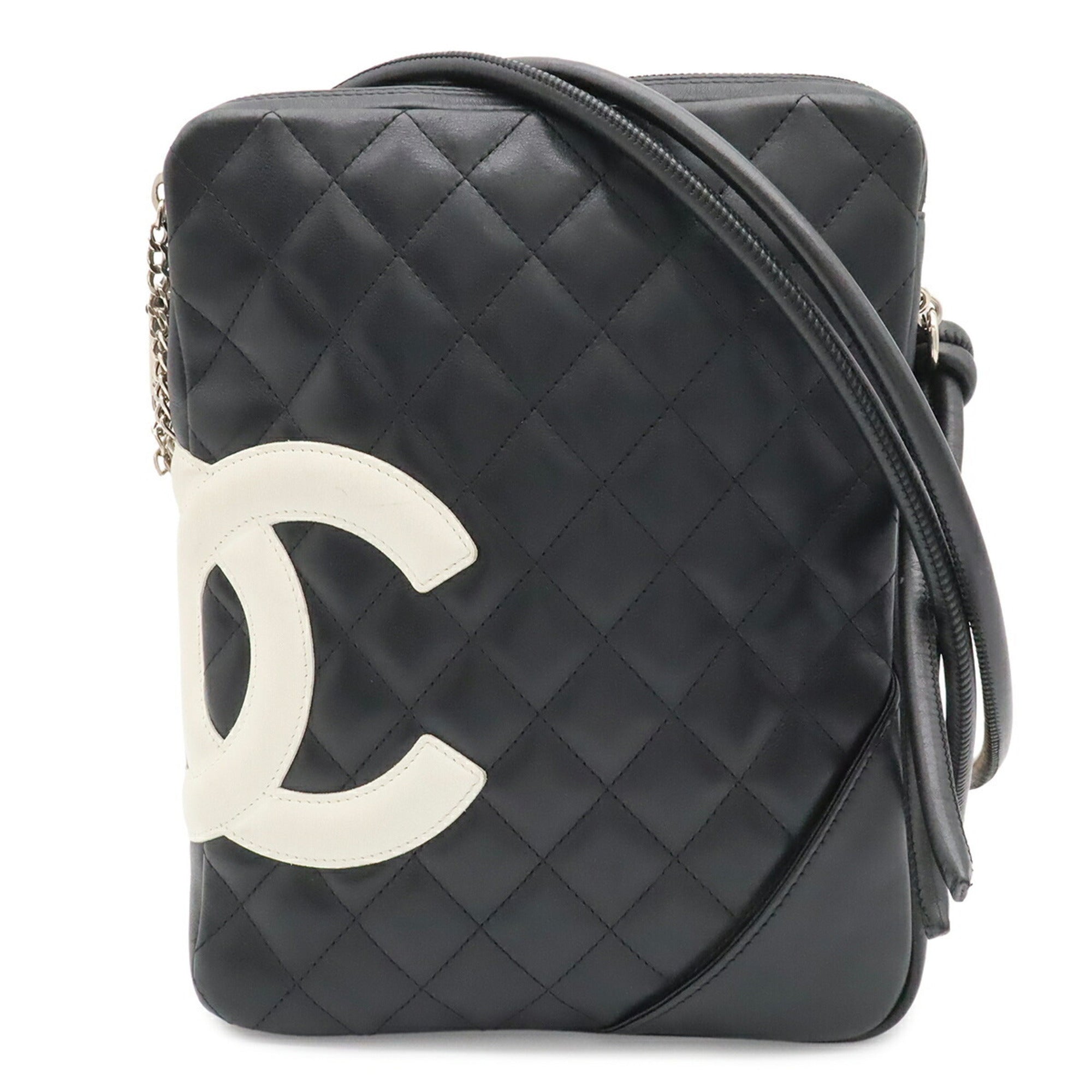 Chanel Ligne Cambon Black White Leather Shoulder Bag (Pre-Owned)
