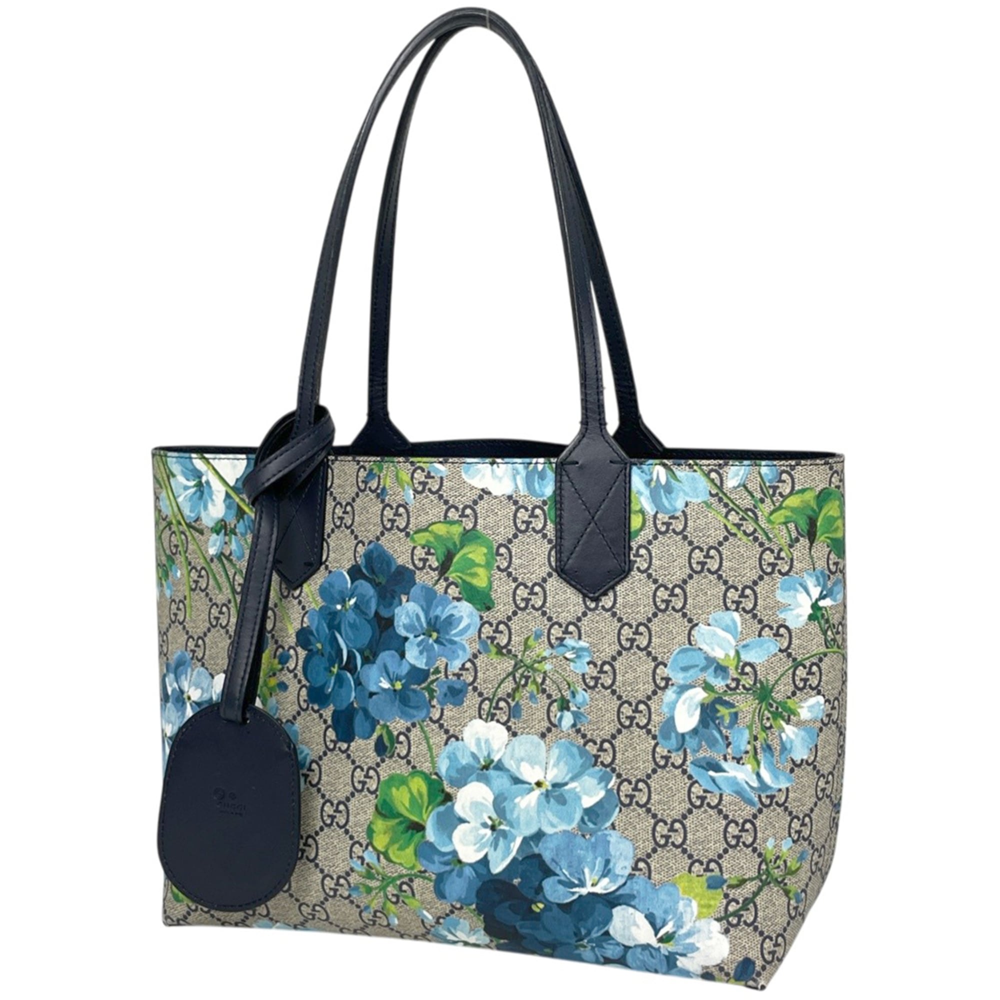 Gucci Beige Blue Gg Supreme Leather Tote Bag (Pre-Owned)