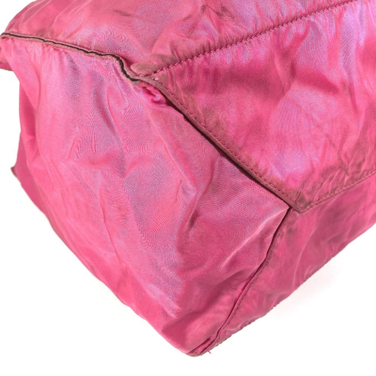 Prada Black Pink Nylon Leather Handbag Shoulder Bag Tote Bag (Pre-Owned)