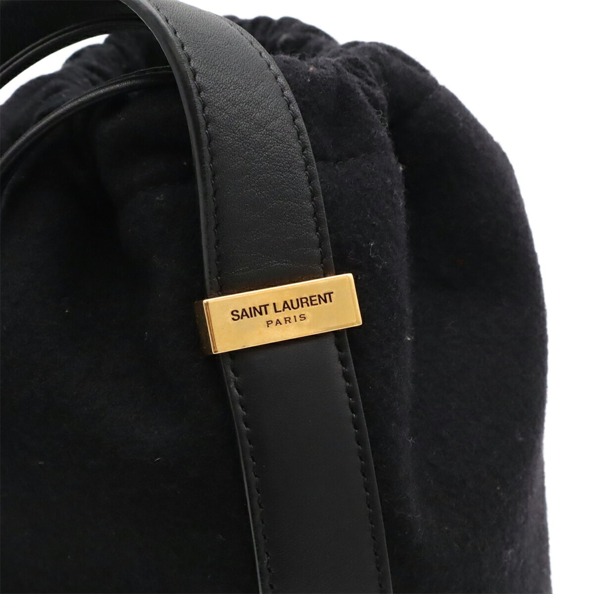 Yves Saint Laurent Black Felt Leather Shoulder Bag (Pre-Owned)