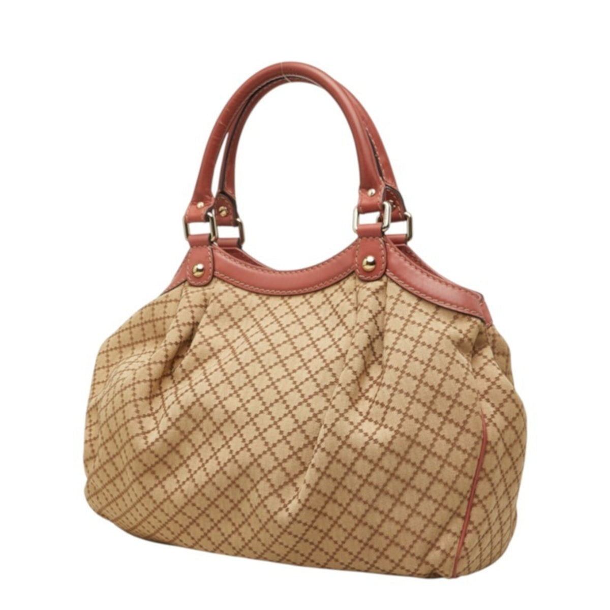Gucci Beige Pink Canvas Leather Handbag (Pre-Owned)