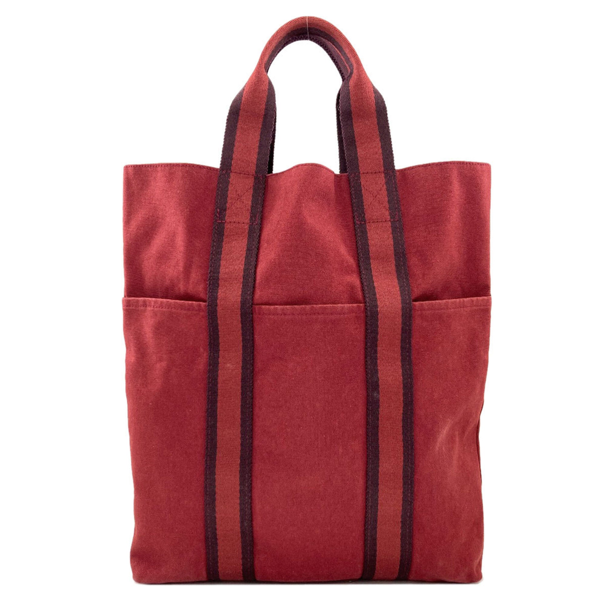 Hermes Red Color Canvas Tote Bag (Pre-Owned)