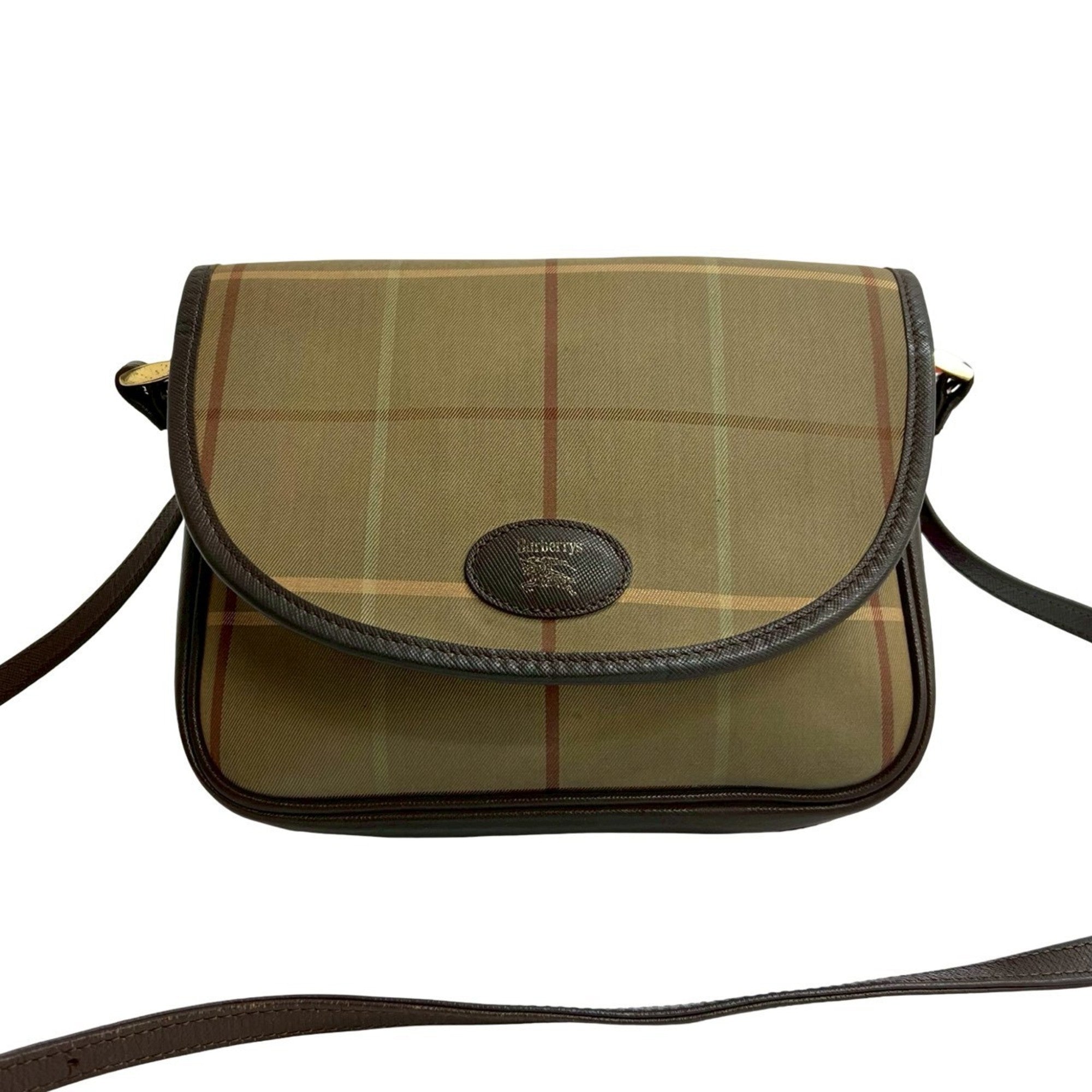 Burberry Brown Khaki Canvas Leather Shoulder Bag (Pre-Owned)