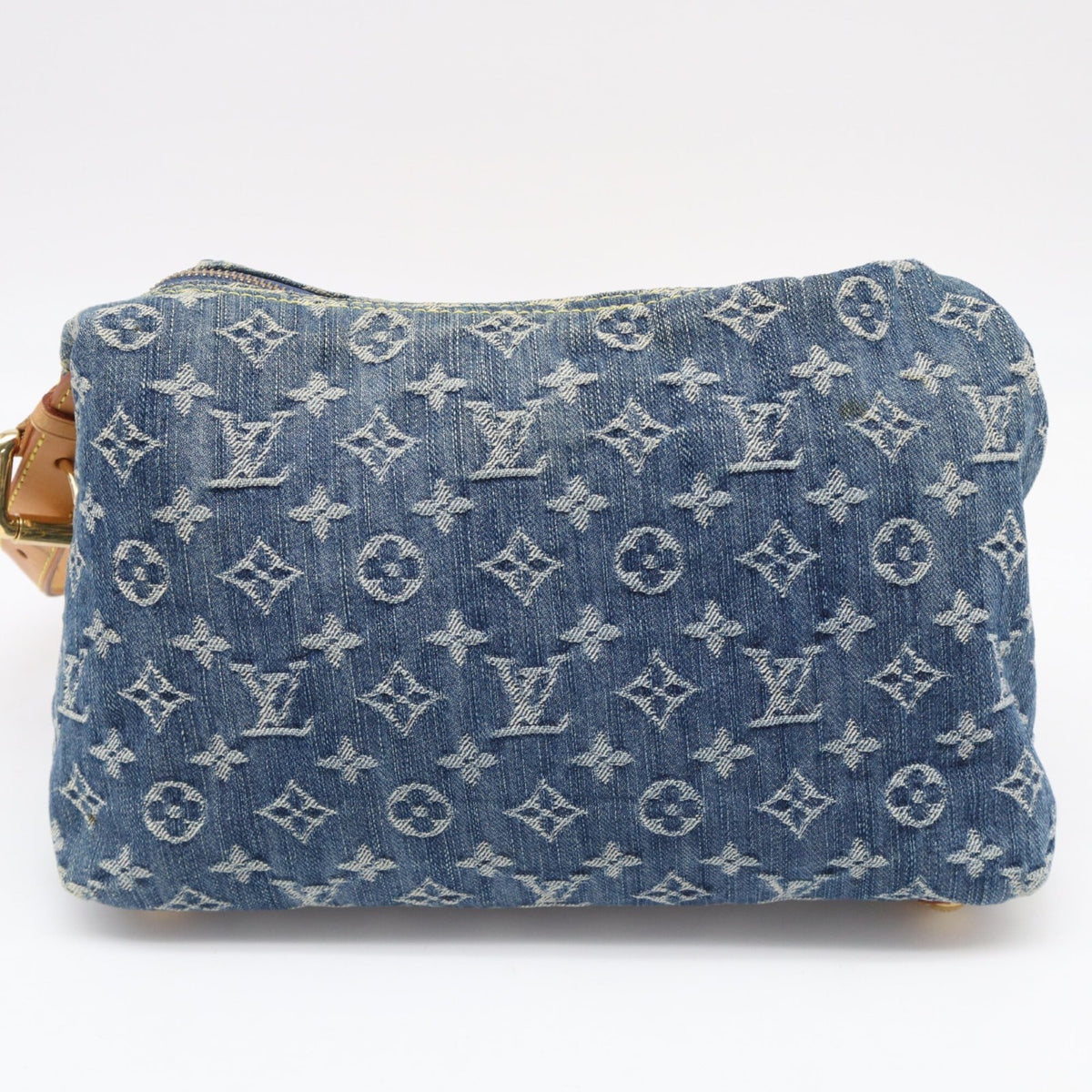 Louis Vuitton Monogram Denim Beige Blue Cotton Leather Shoulder Bag (Pre-Owned)