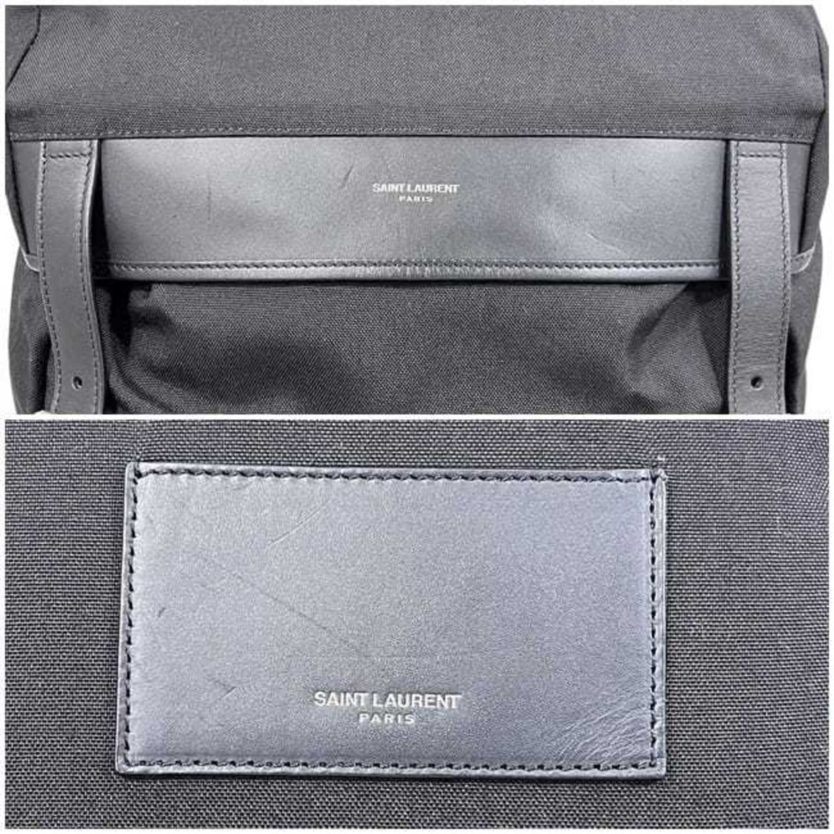 Saint Laurent Black Canvas Leather Backpack (Pre-Owned)