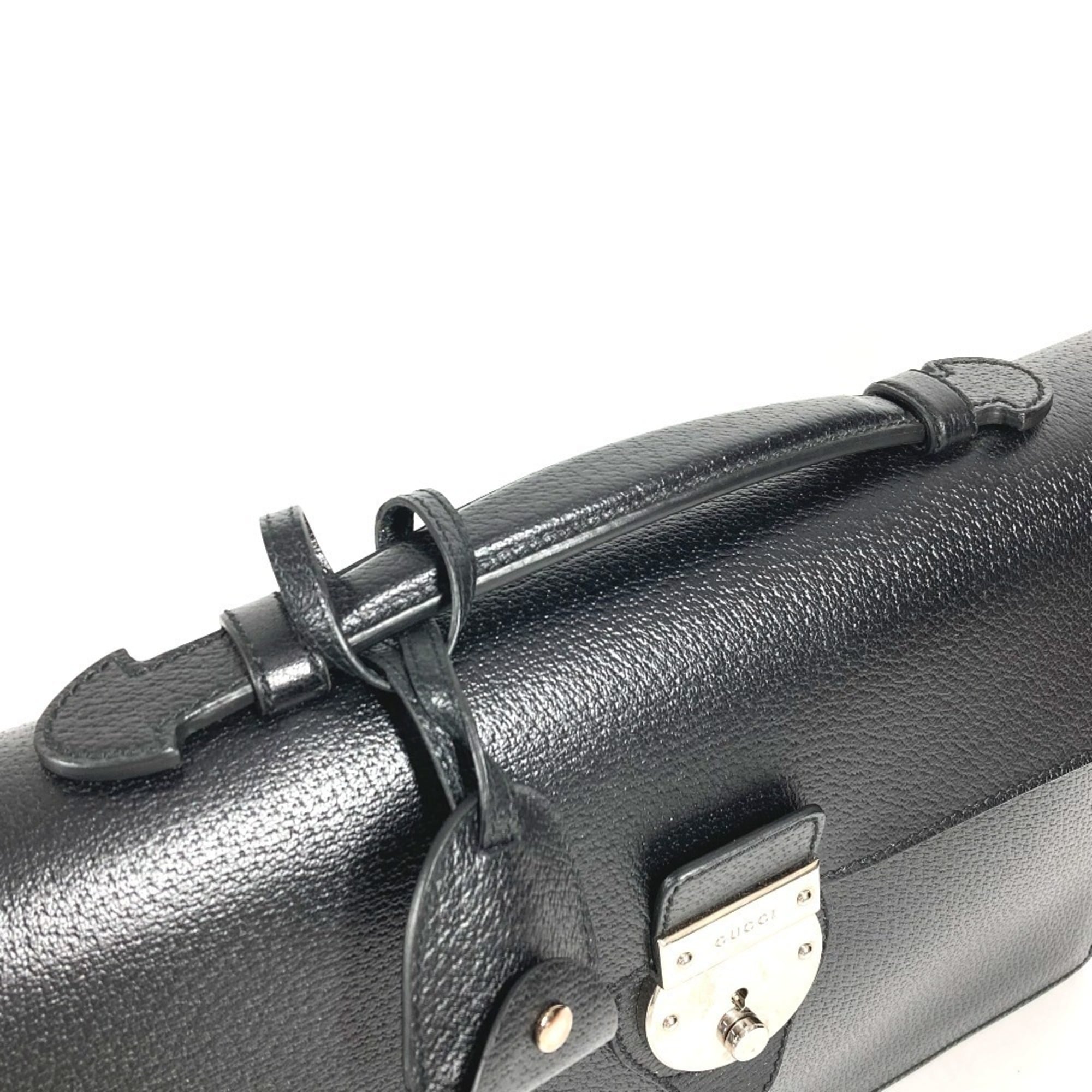 Gucci Black Leather Briefcase Handbag (Pre-Owned)