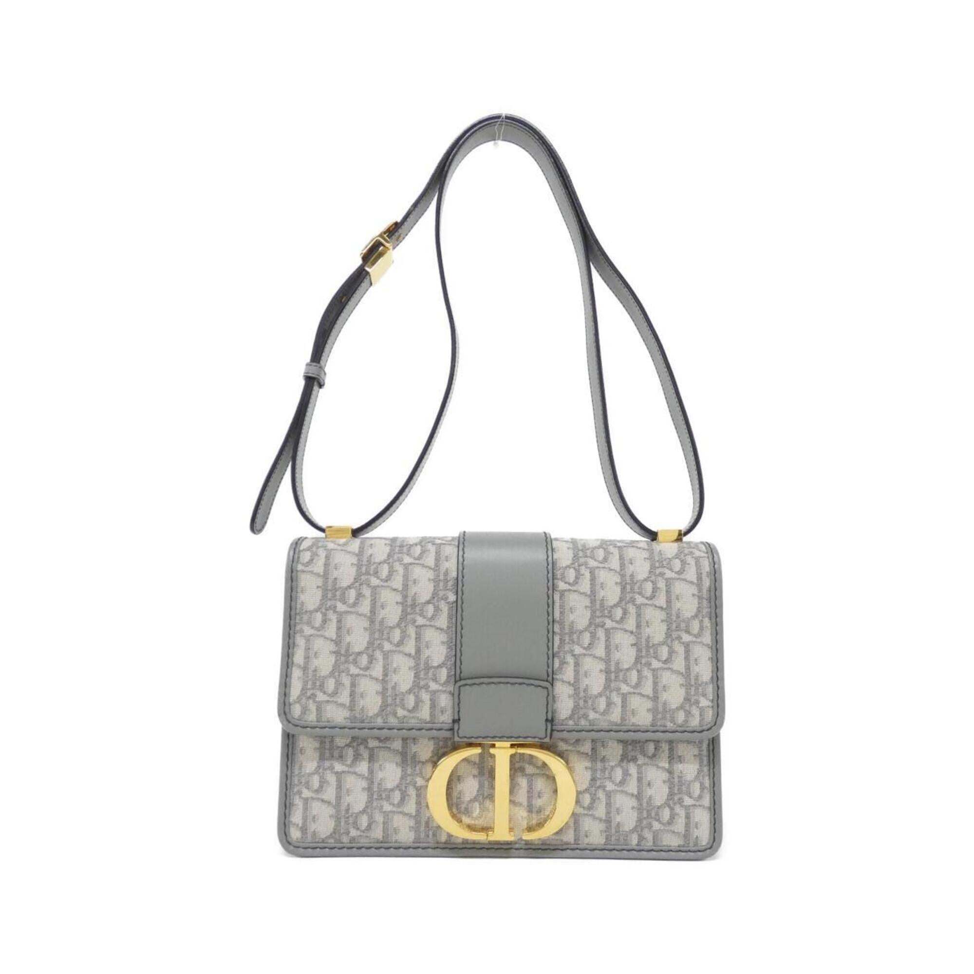 Christian Dior Gray Canvas Shoulder Bag (Pre-Owned)
