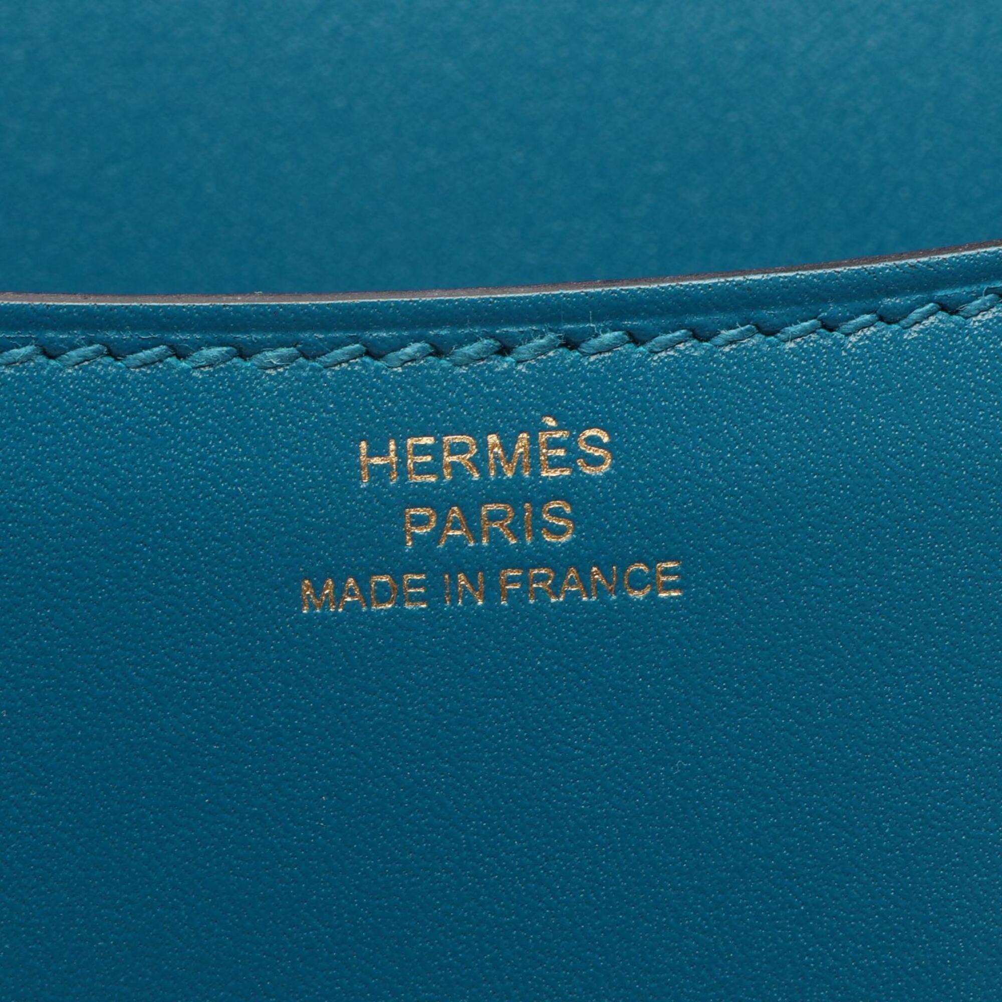 Hermes Blue Tadelakt Leather Handbag Shoulder Bag (Pre-Owned)