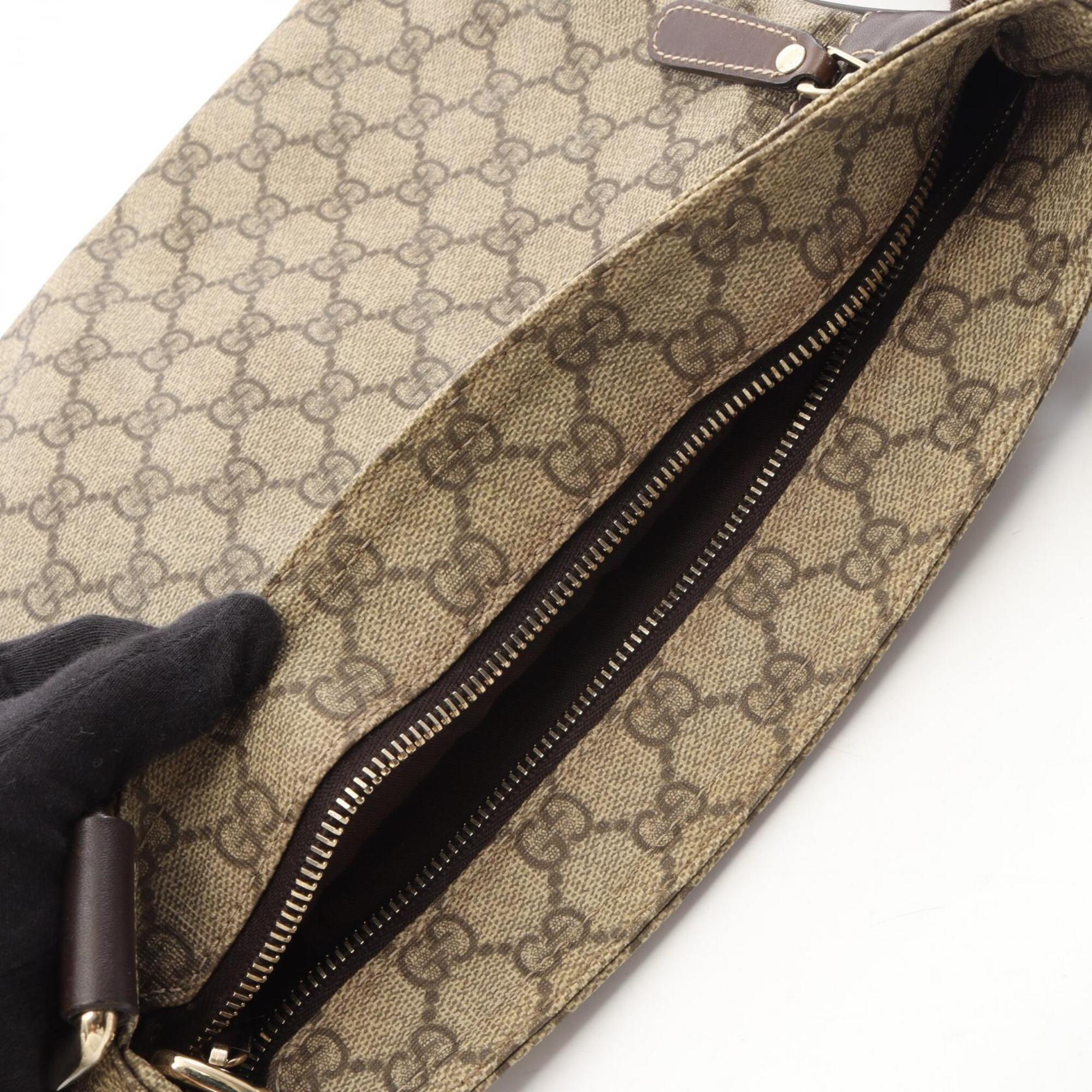 Gucci Beige Brown Coated Canvas Leather Handbag Shoulder Bag (Pre-Owned)