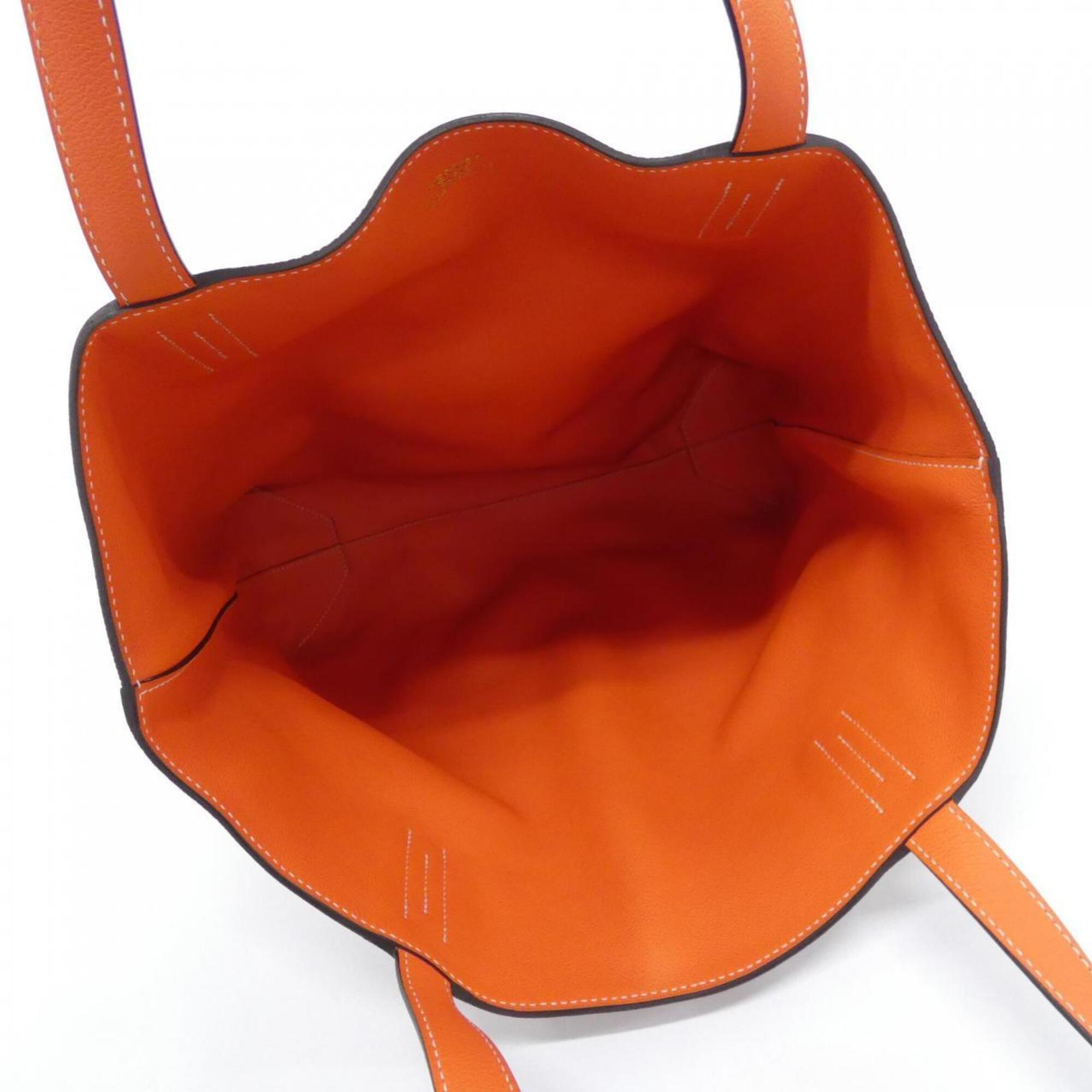 Hermes Beige Orange Poppy Taurillon Clemence Leather Handbag (Pre-Owned)
