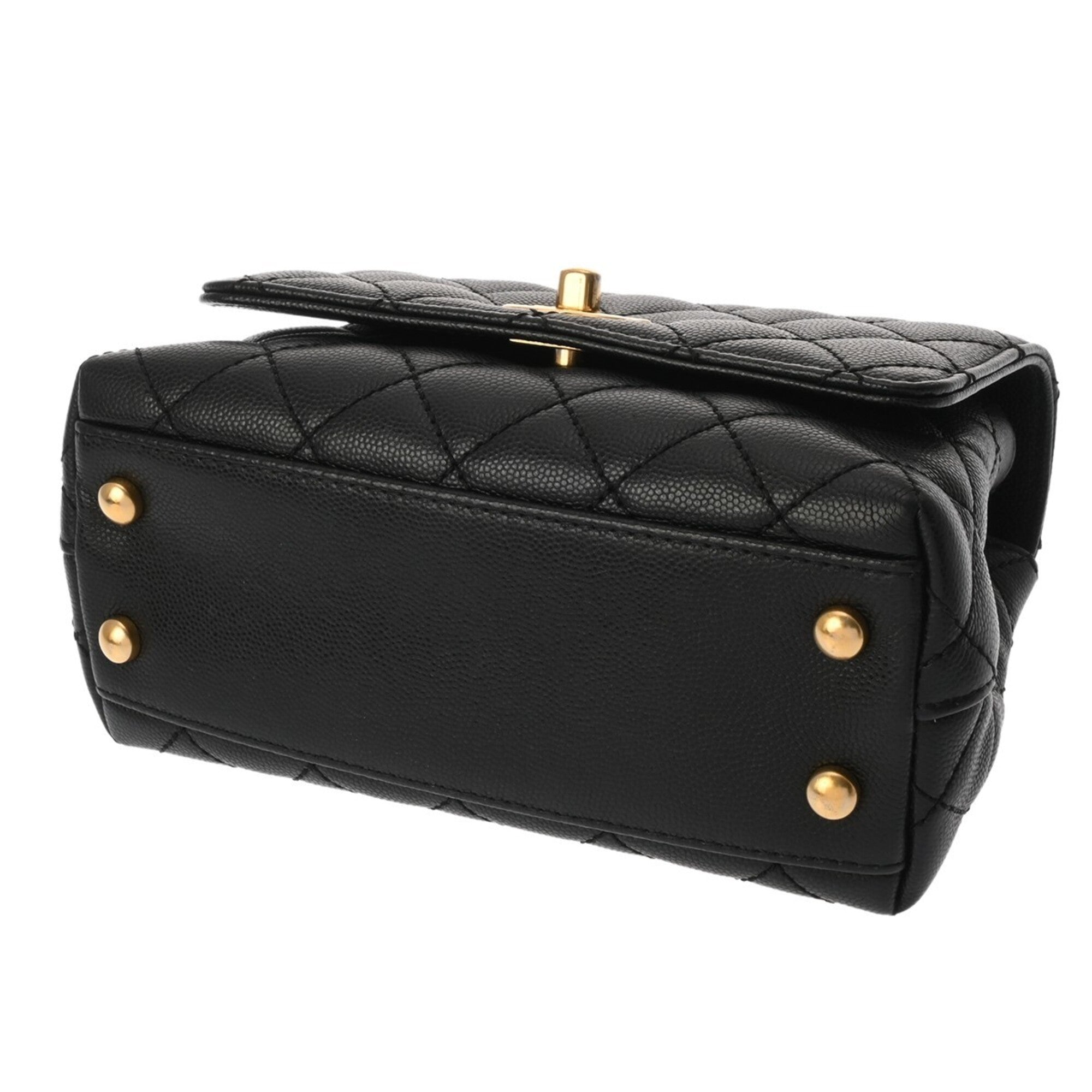 Chanel Black Grained Calfskin Handbag (Pre-Owned)