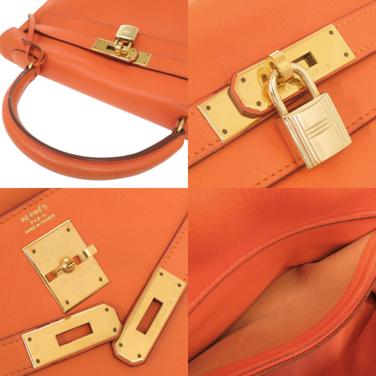 Hermes Orange Gulliver Leather Handbag (Pre-Owned)