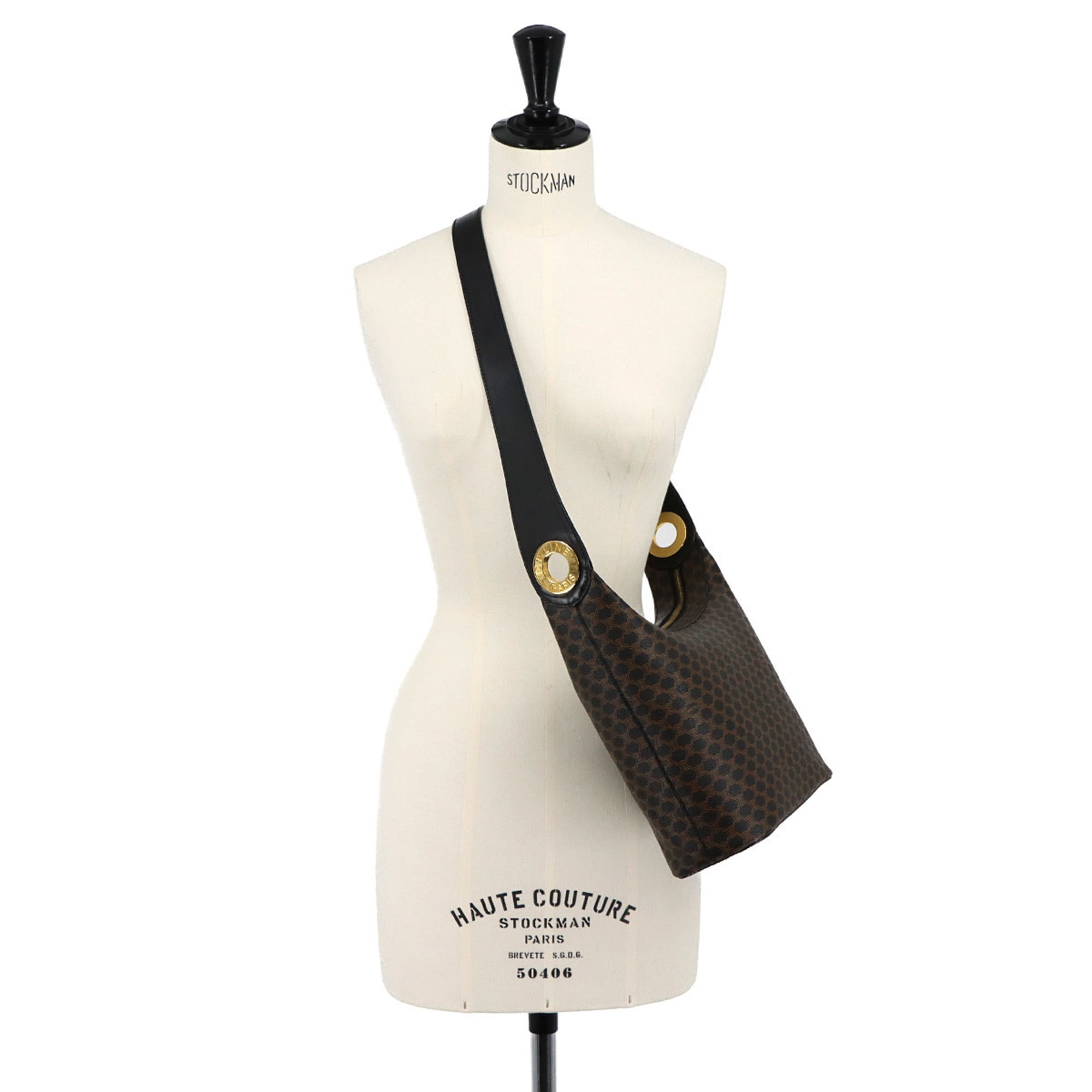 Celine Black Brown Pvc Leather Handbag Shoulder Bag (Pre-Owned)