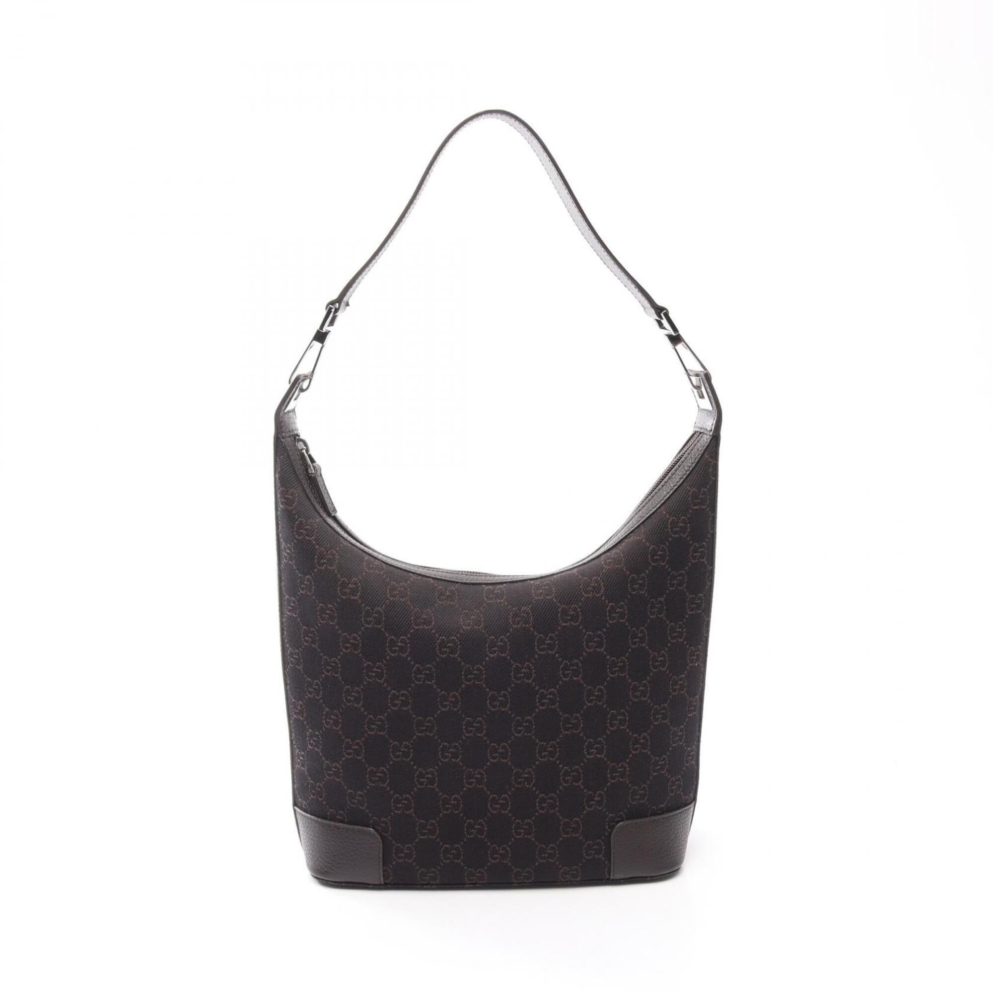 Gucci Brown Canvas Leather Handbag Shoulder Bag (Pre-Owned)