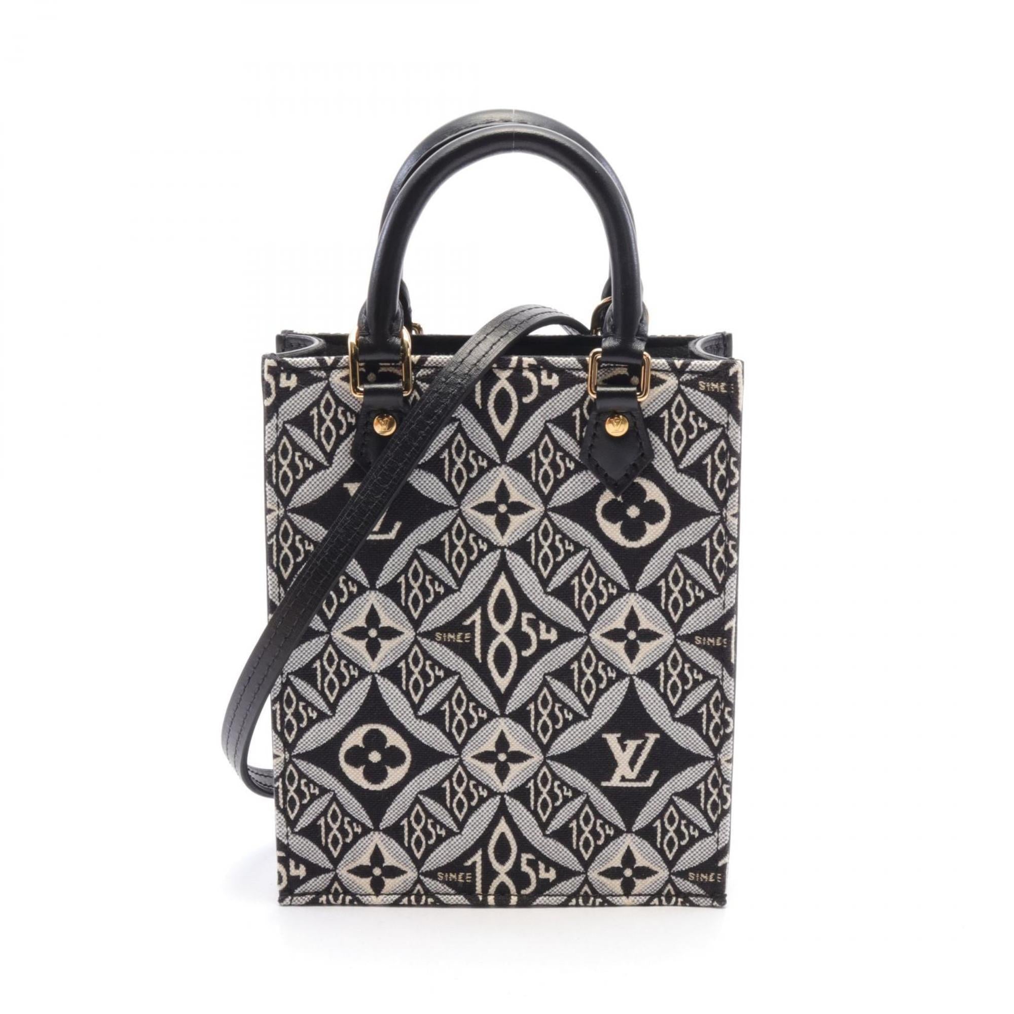 Louis Vuitton Black Gray Monogram White Canvas Leather Handbag (Pre-Owned)