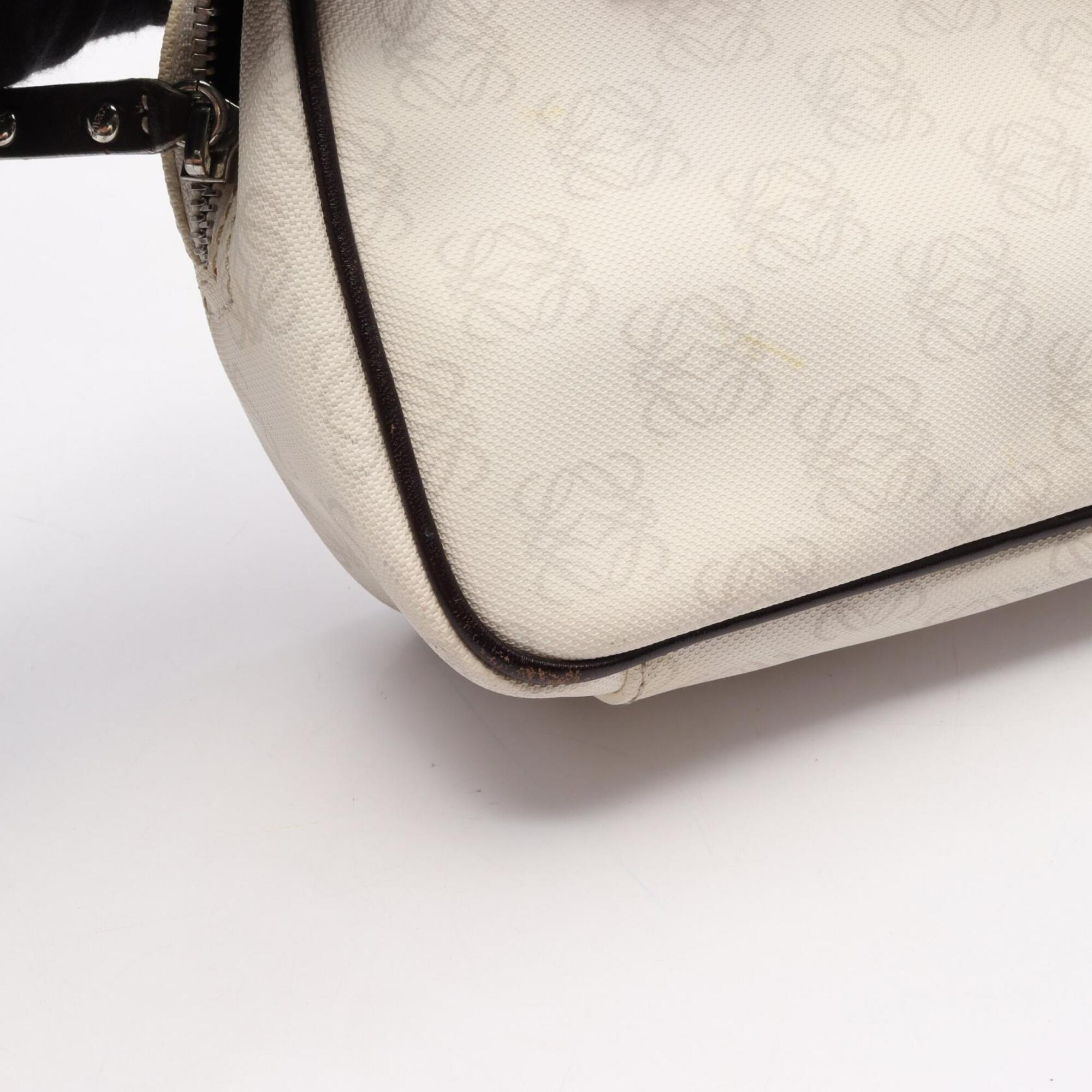 Loewe Brown White Coated Canvas Leather Handbag (Pre-Owned)