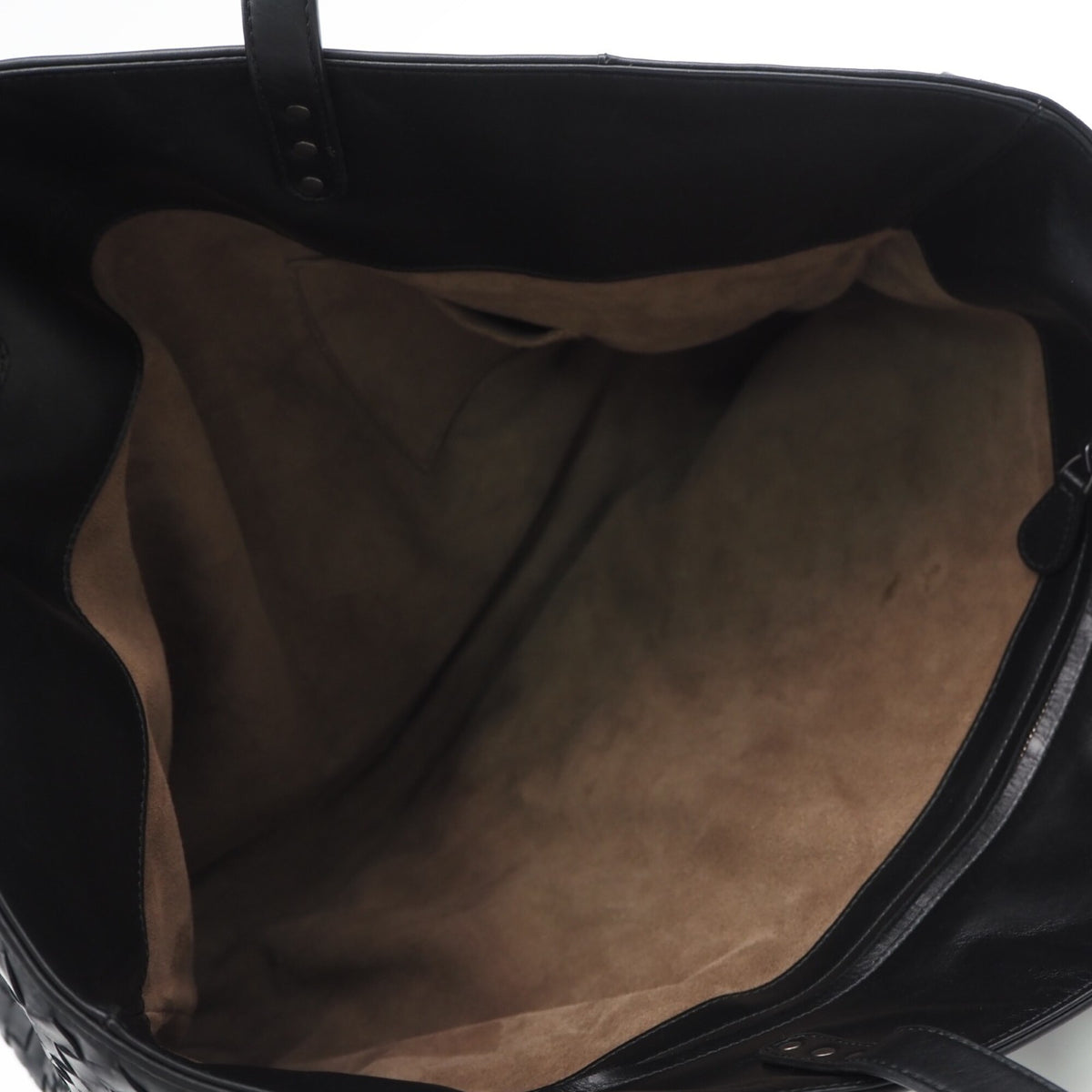 Bottega Veneta Intrecciato Black Leather Handbag Tote Bag (Pre-Owned)