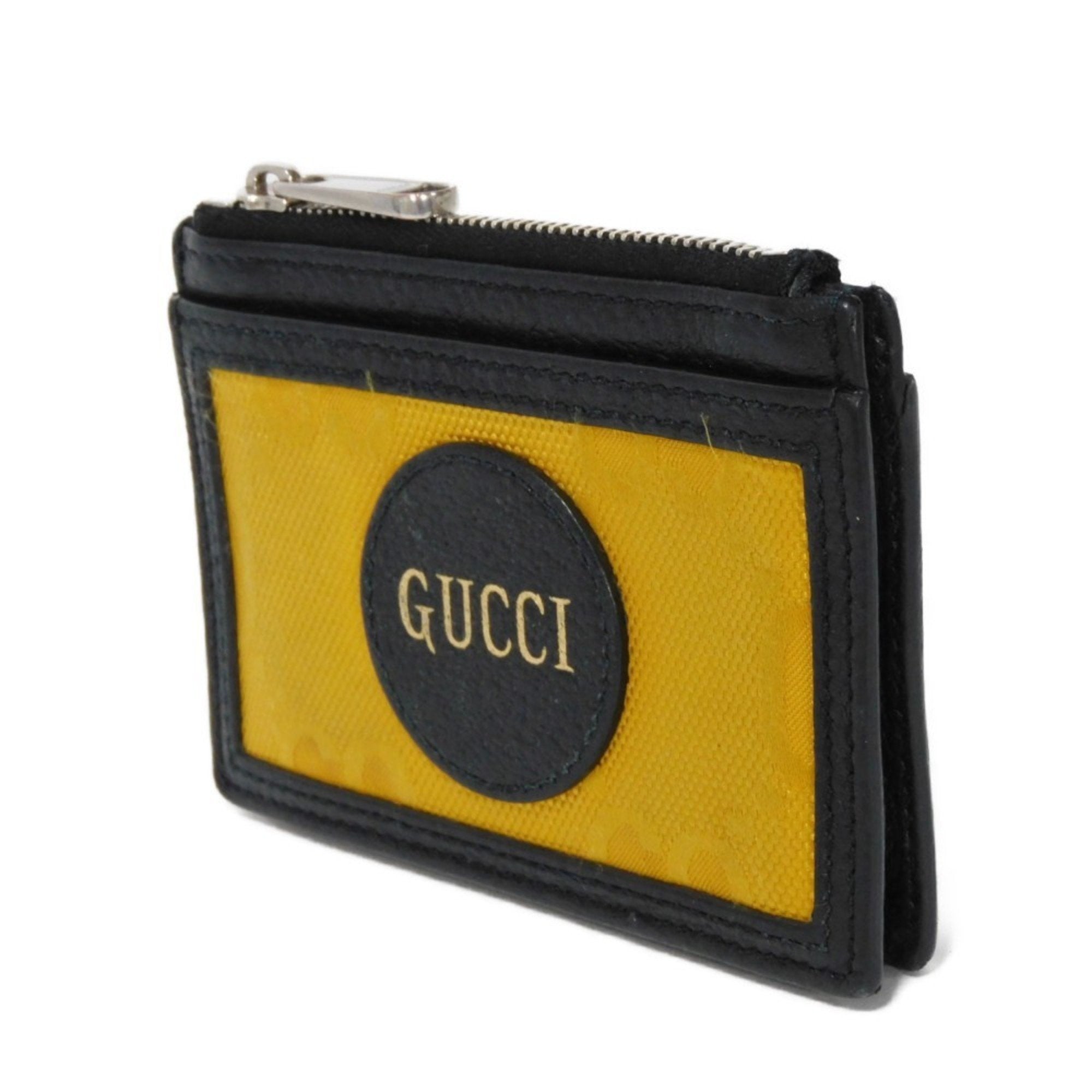 Gucci Black Yellow Nylon Leather Coin Purse/Coin Case (Pre-Owned)
