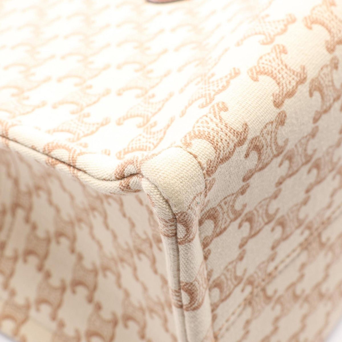 Celine Beige Brown Canvas Leather Handbag Tote Bag (Pre-Owned)