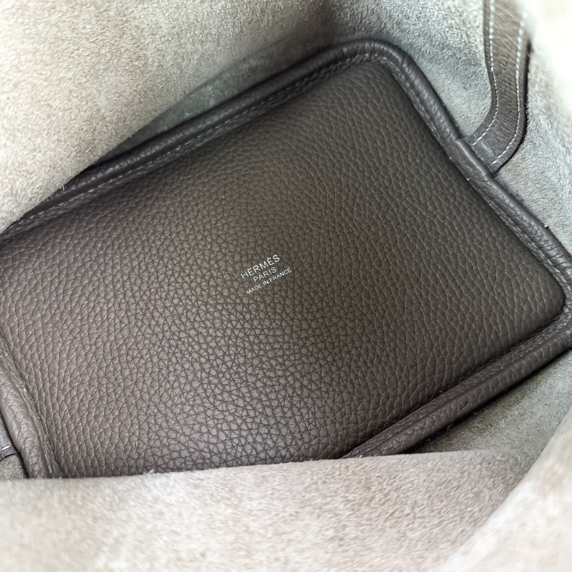 Hermes Etoupe Gray Taurillon Clemence Leather Handbag Tote Bag (Pre-Owned)